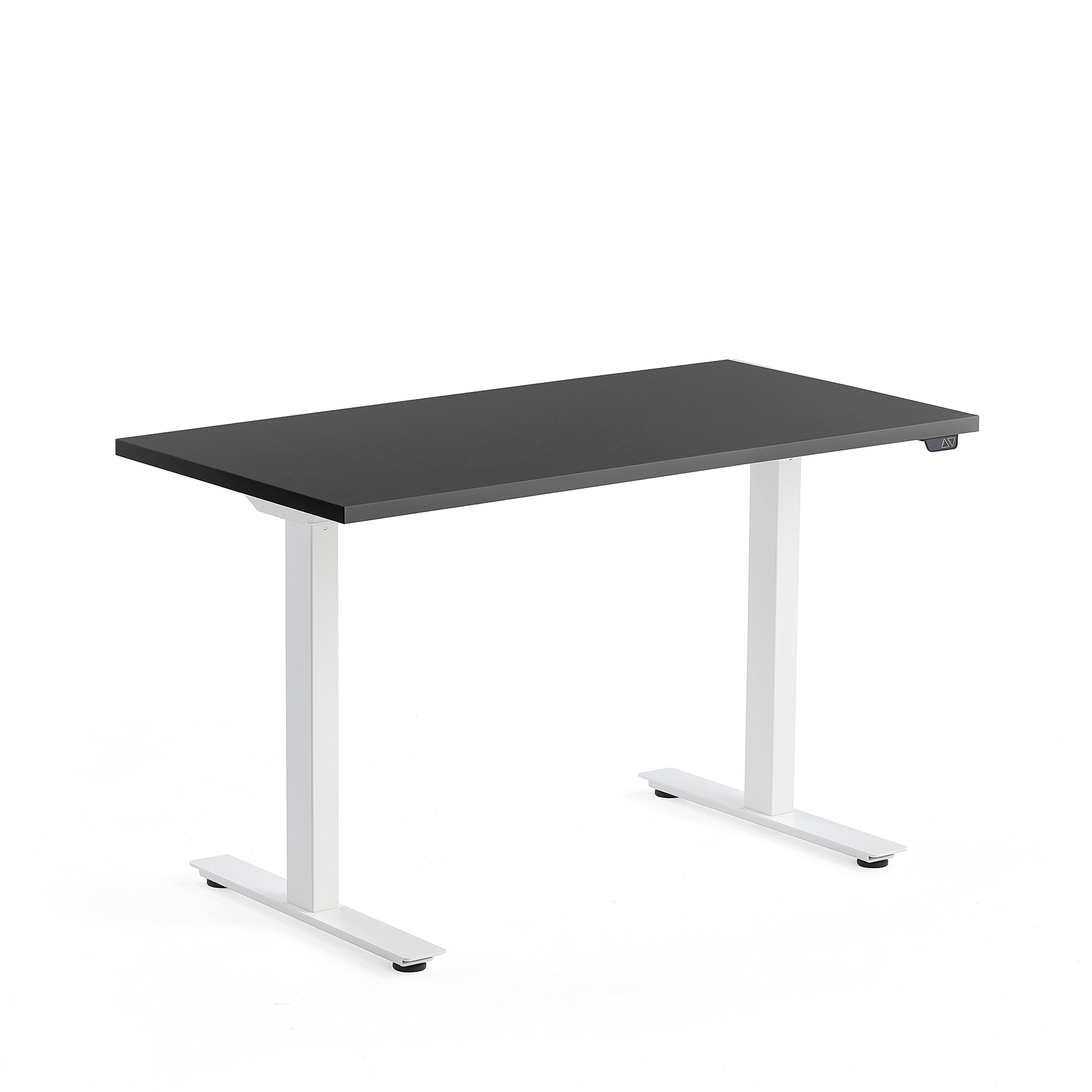 Výškově nastavitelný stůl MODULUS, 1200x600 mm, bílý rám, černá