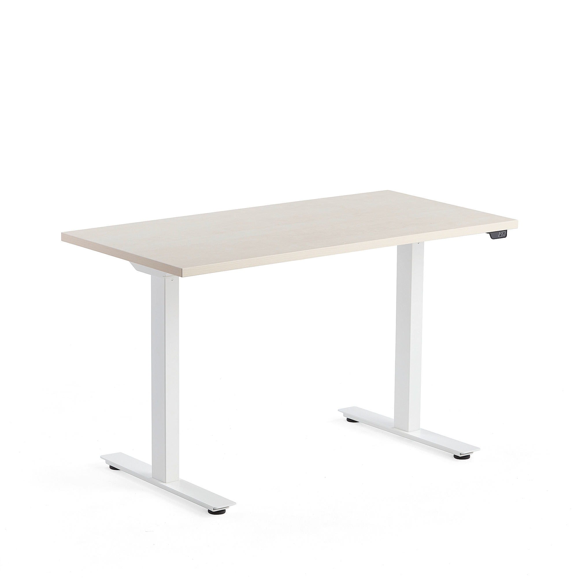 Výškově nastavitelný stůl MODULUS, 1200x600 mm, bílý rám, bříza