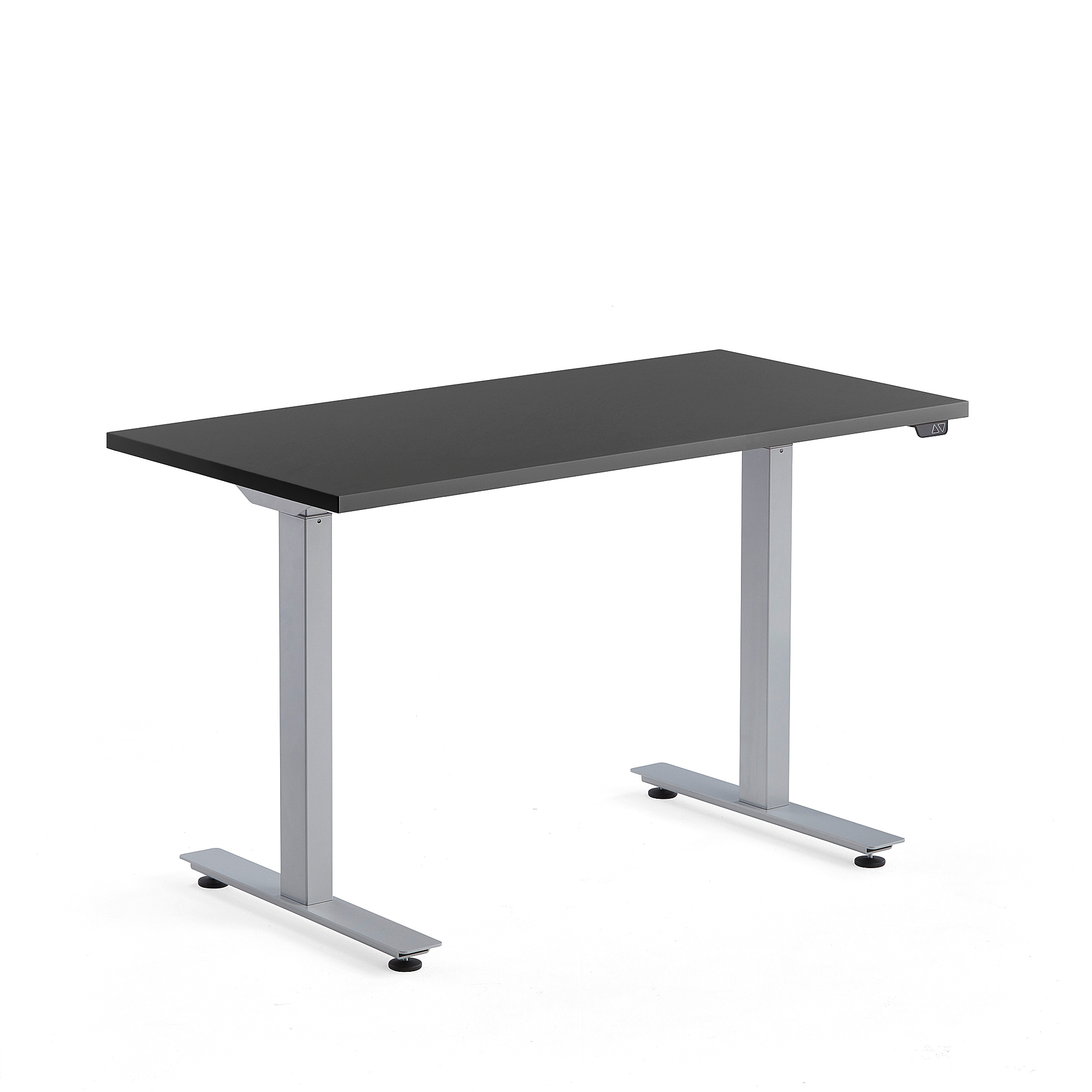 Výškově nastavitelný stůl MODULUS, 1200x600 mm, stříbrný rám, černá