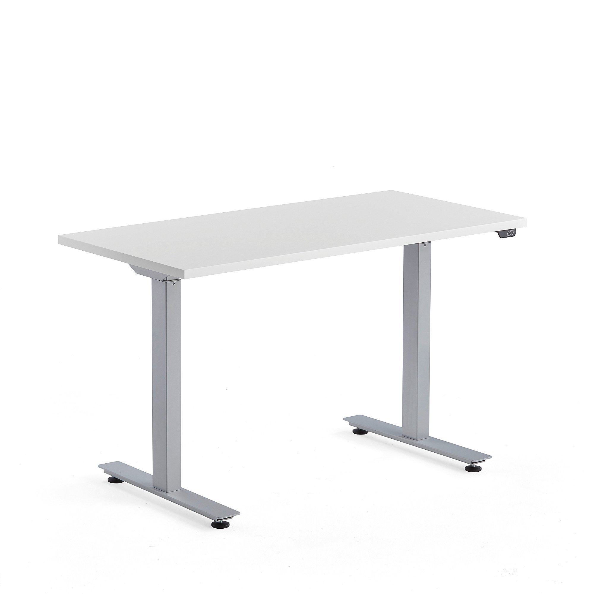Výškově nastavitelný stůl MODULUS, 1200x600 mm, stříbrný rám, bílá