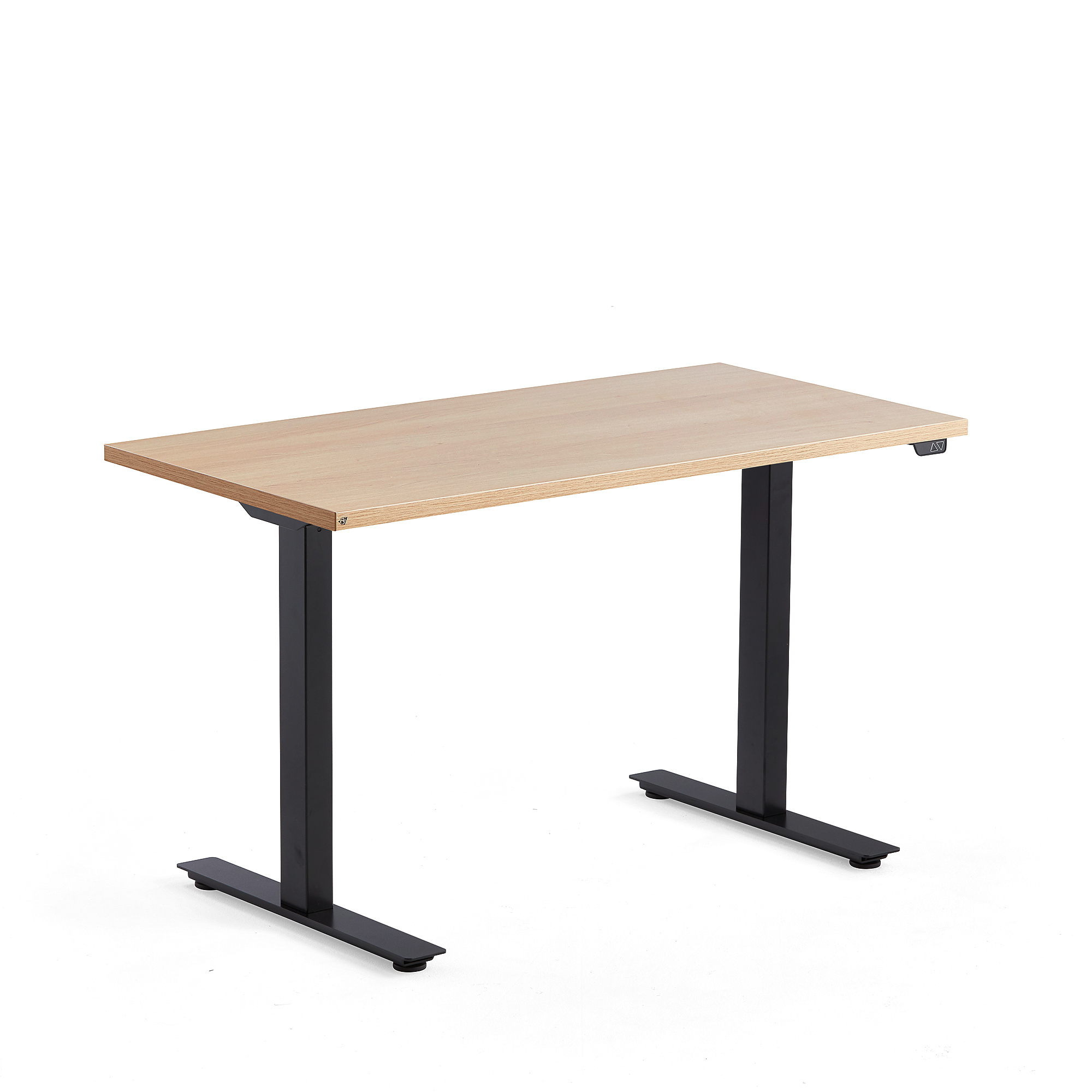 Výškově nastavitelný stůl MODULUS, 1200x600 mm, černý rám, dub