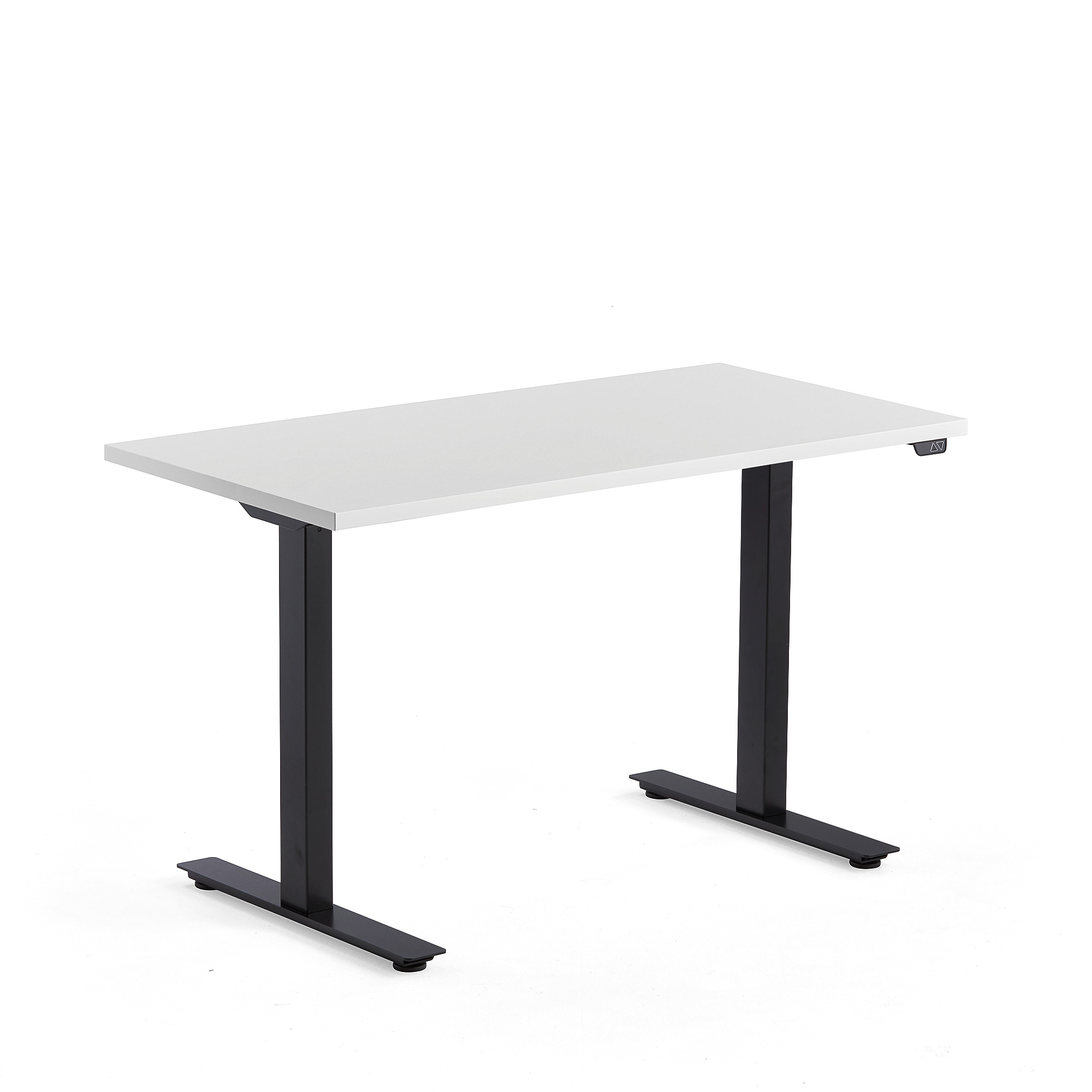 Výškově nastavitelný stůl MODULUS, 1200x600 mm, černý rám, bílá