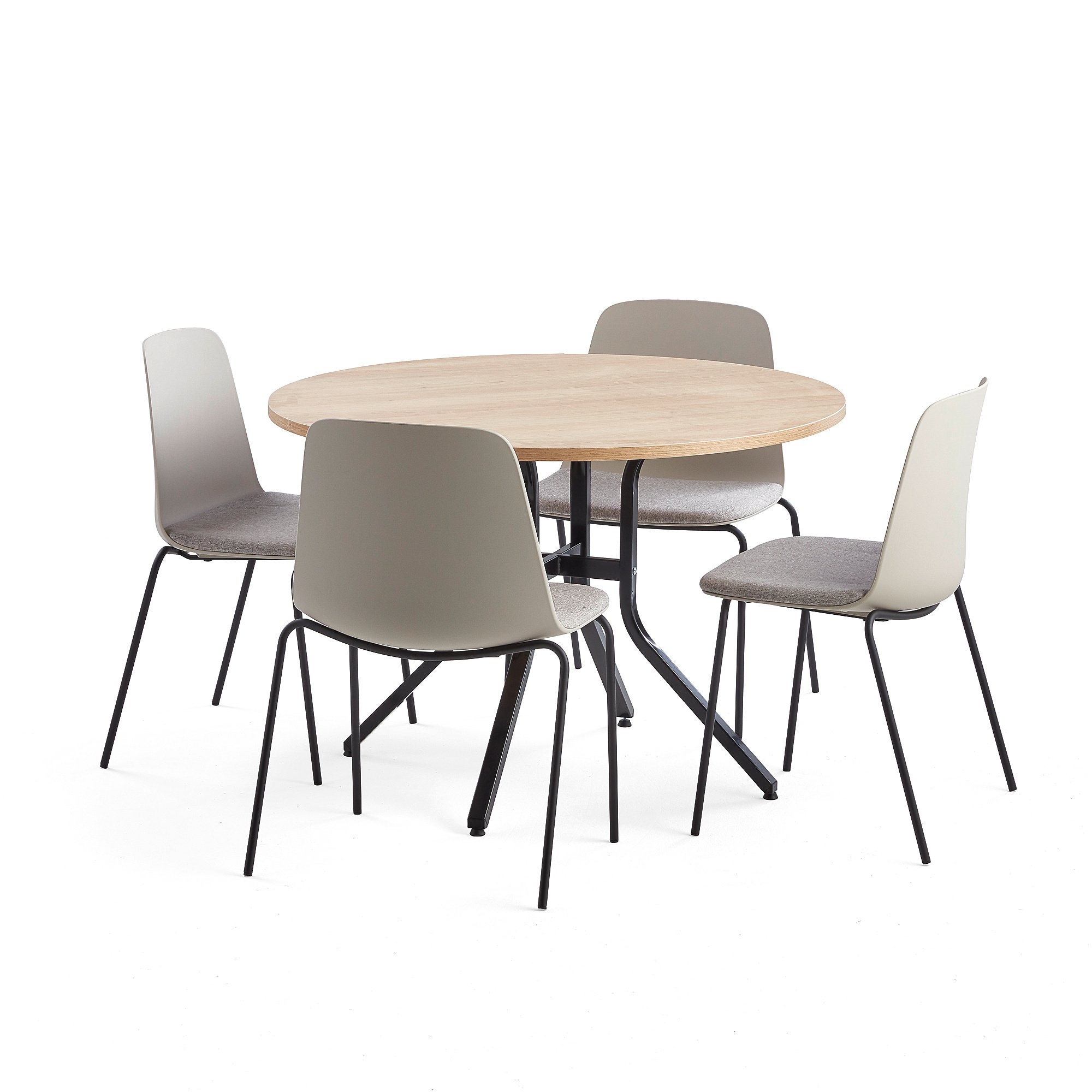 E-shop Zostava nábytku: stôl Various + 4 šedé stoličky Langford