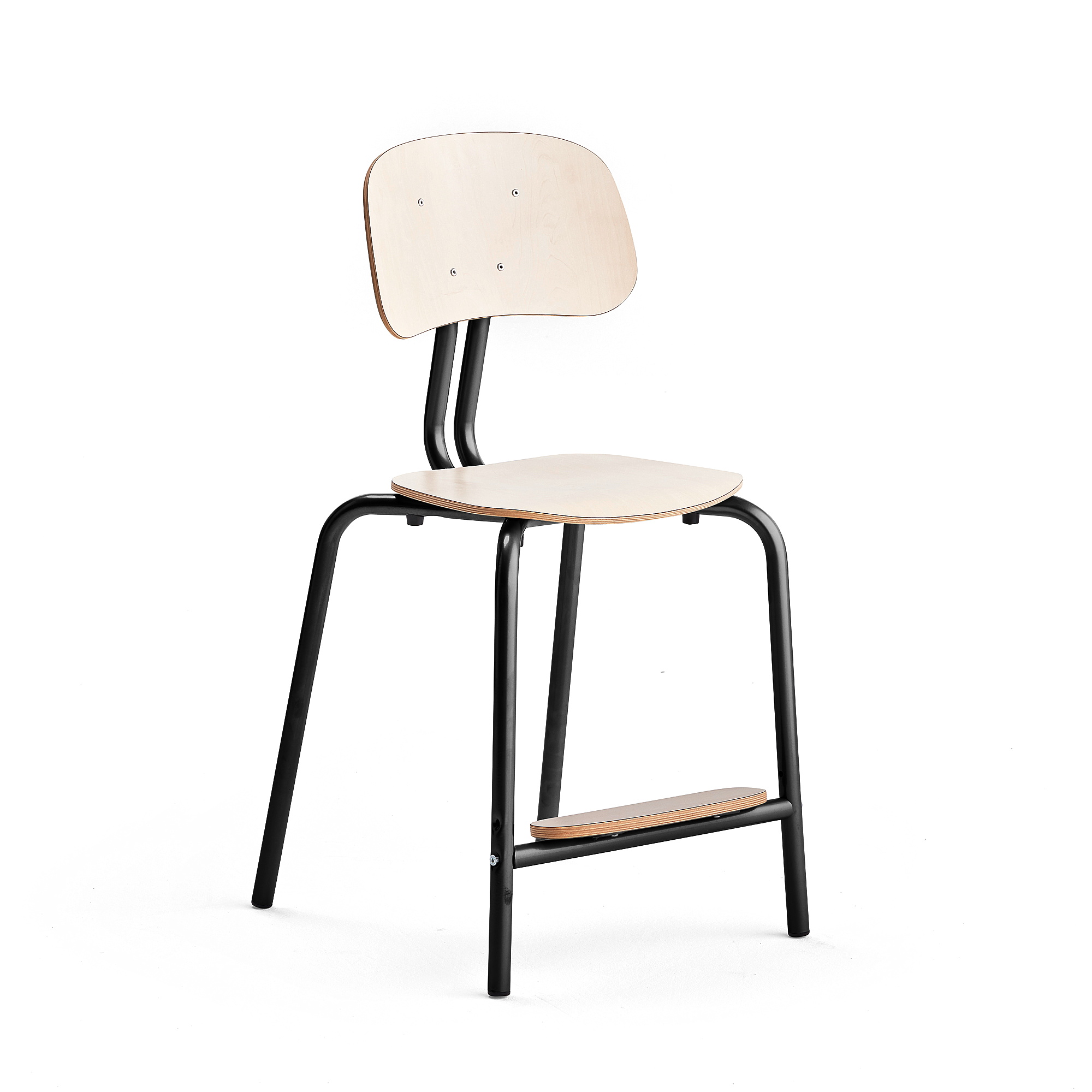 Levně Školní židle YNGVE, 4 nohy, výška 520 mm, antracitově šedá/bříza