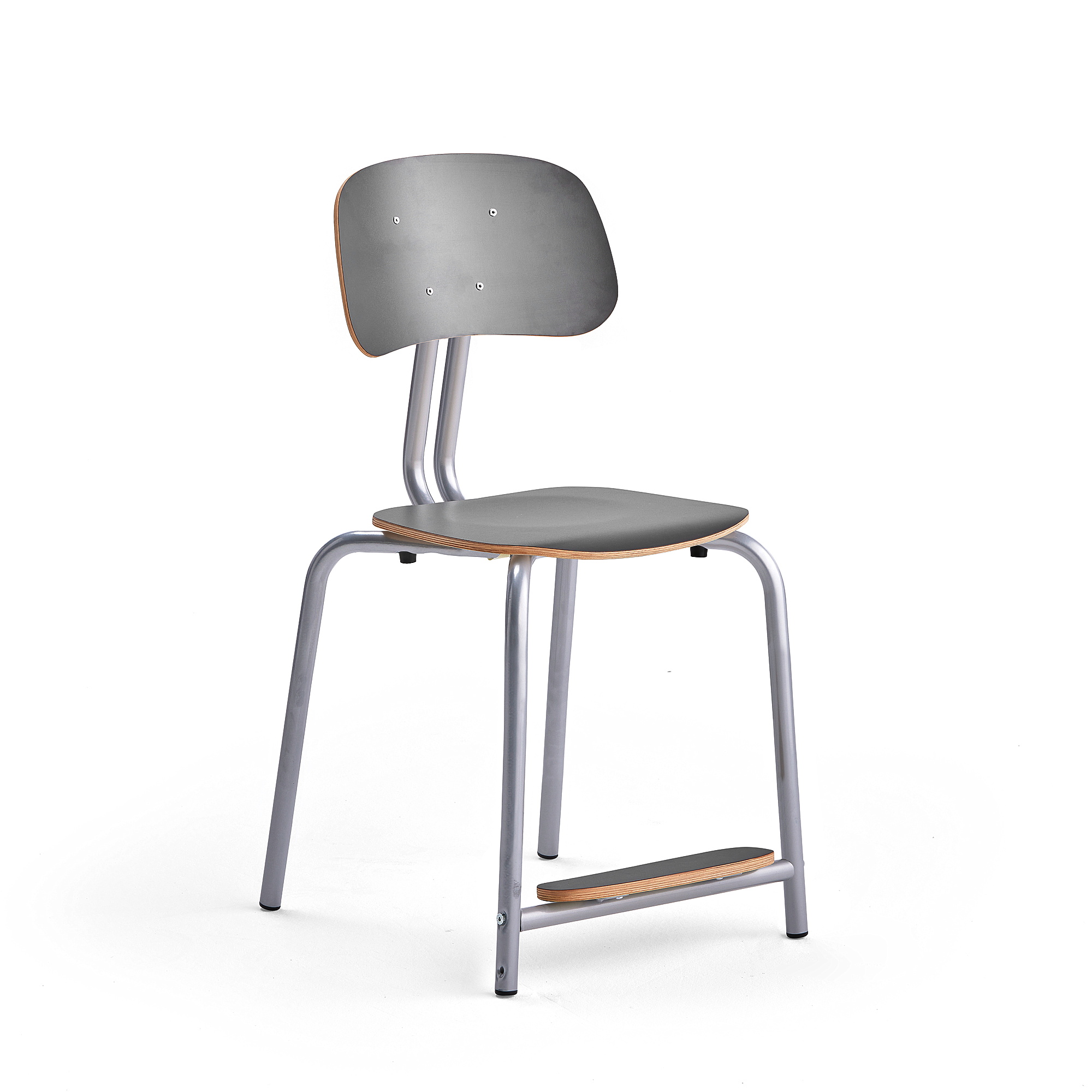 Školní židle YNGVE, 4 nohy, výška 500 mm, stříbrná/antracitově šedá