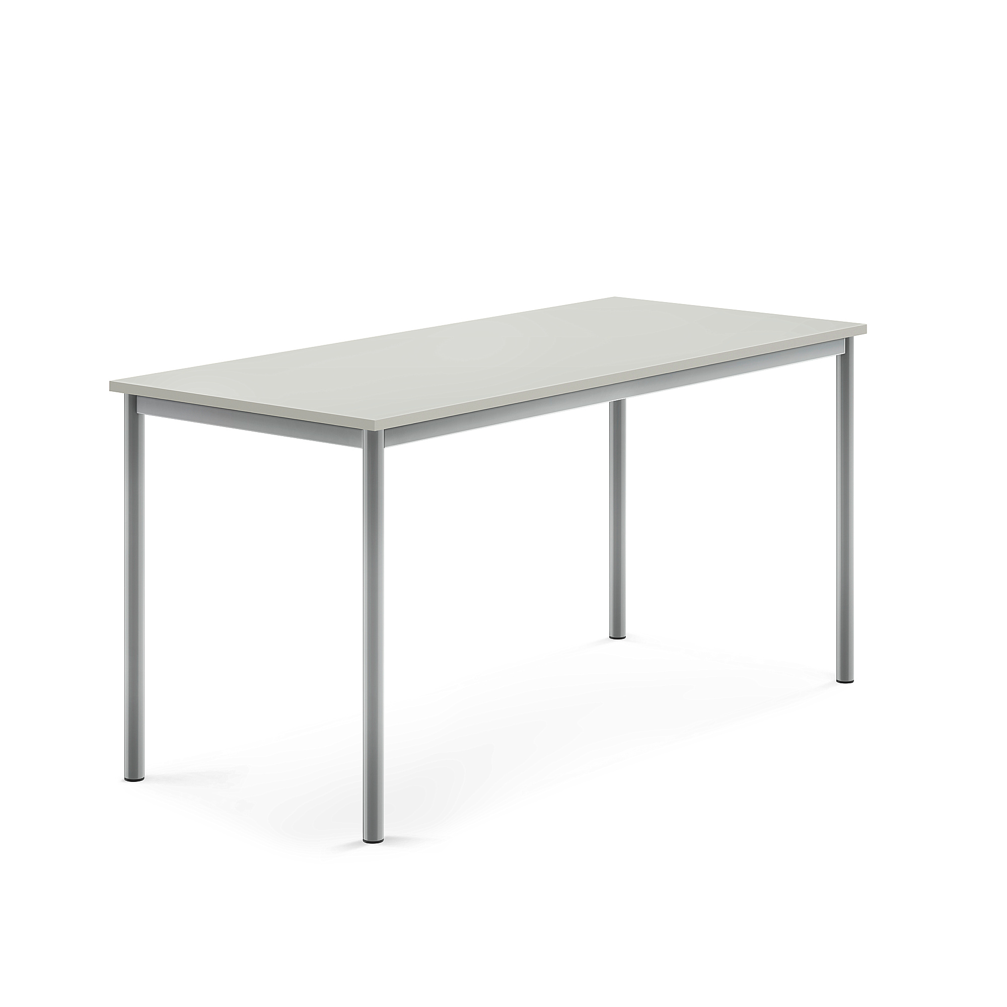 Stůl BORÅS, 1600x700x760 mm, stříbrné nohy, HPL deska, šedá