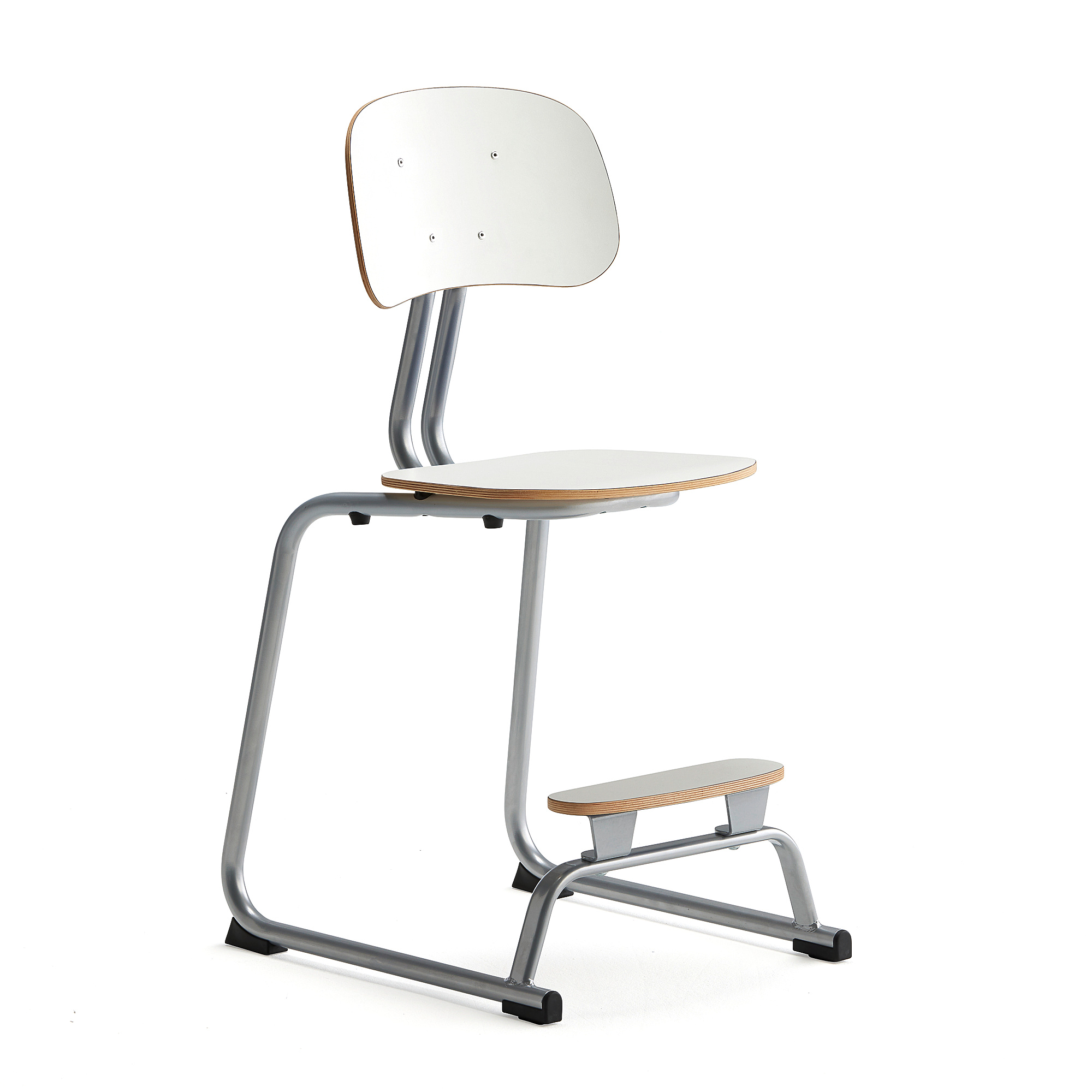 E-shop Školská stolička YNGVE, podnož s klzákmi, strieborná, biela, V 520 mm
