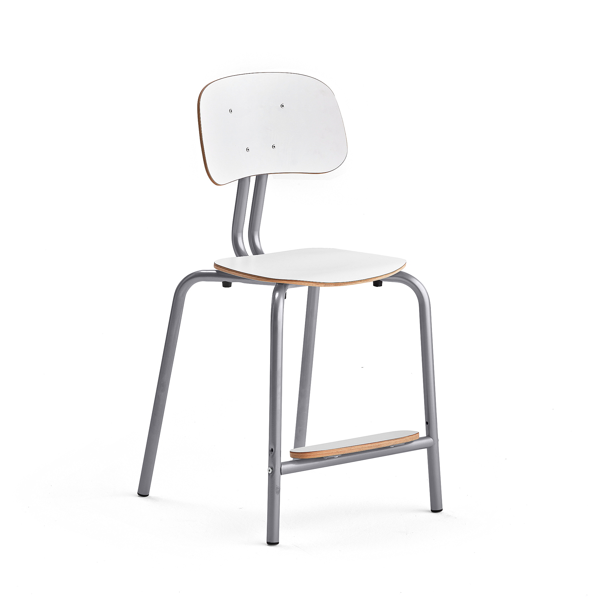 Levně Školní židle YNGVE, 4 nohy, výška 520 mm, stříbrná/bílá