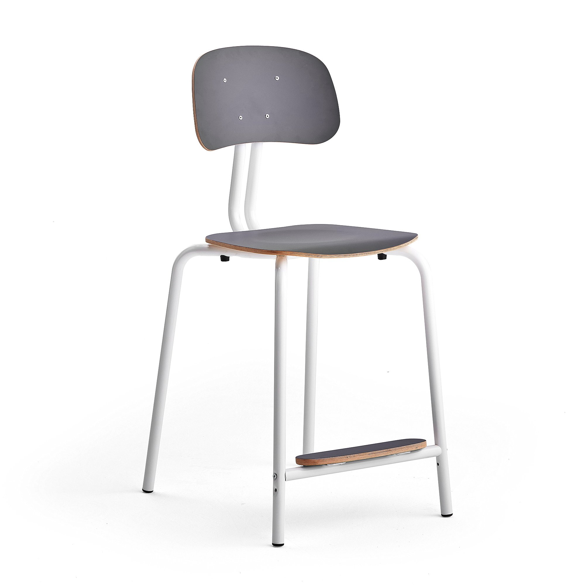 Levně Školní židle YNGVE, 4 nohy, výška 610 mm, bílá/antracitově šedá