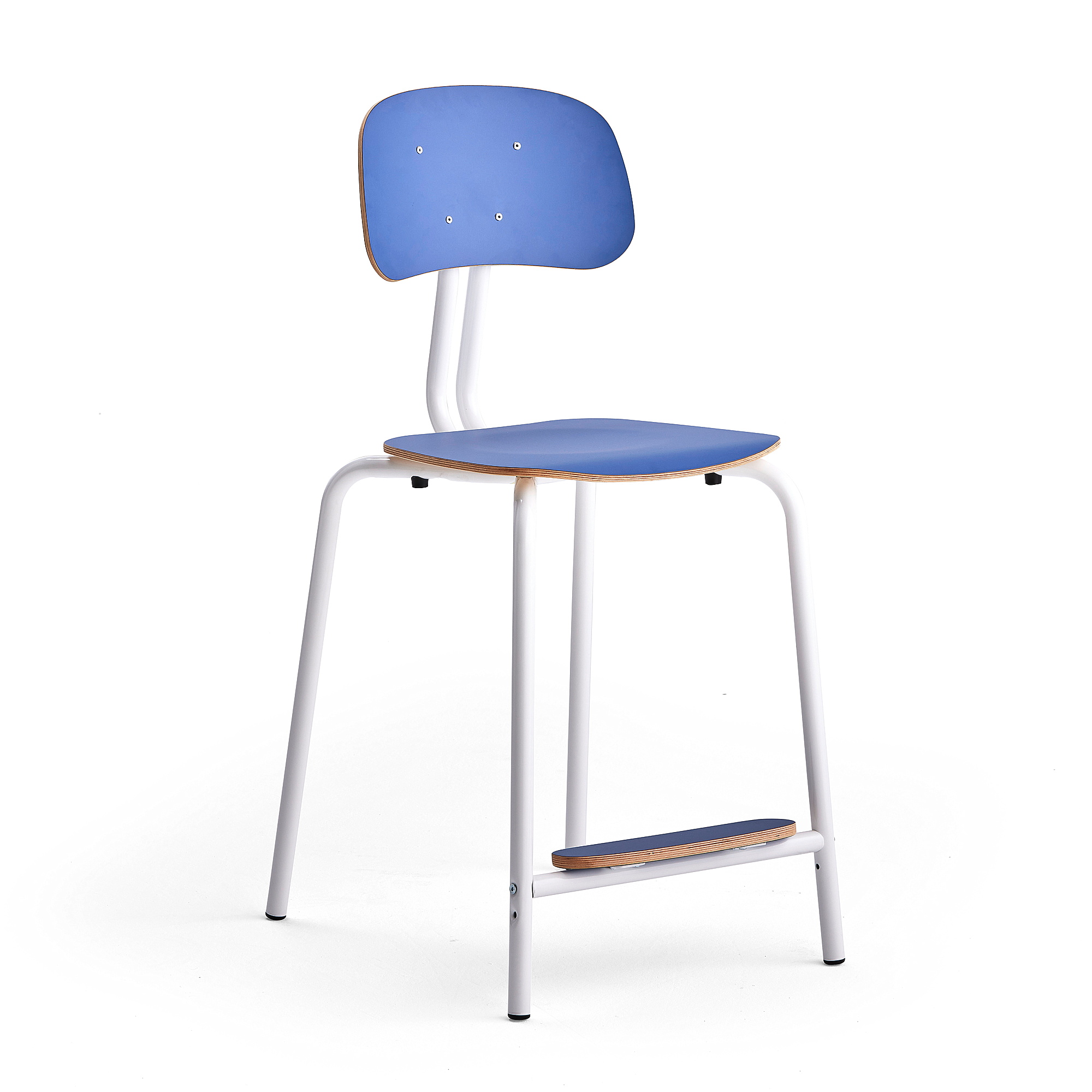 Školní židle YNGVE, 4 nohy, výška 610 mm, bílá/modrá