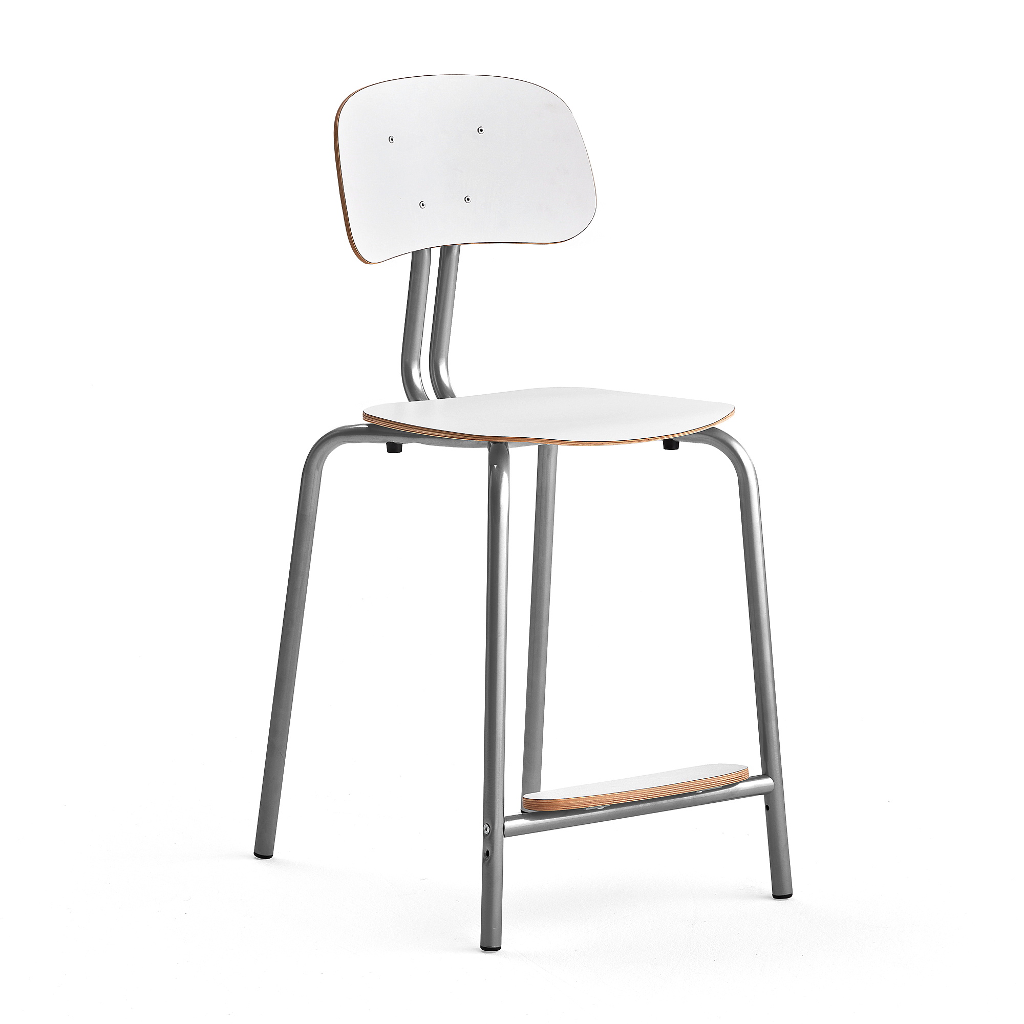 Levně Školní židle YNGVE, 4 nohy, výška 610 mm, stříbrná/bílá