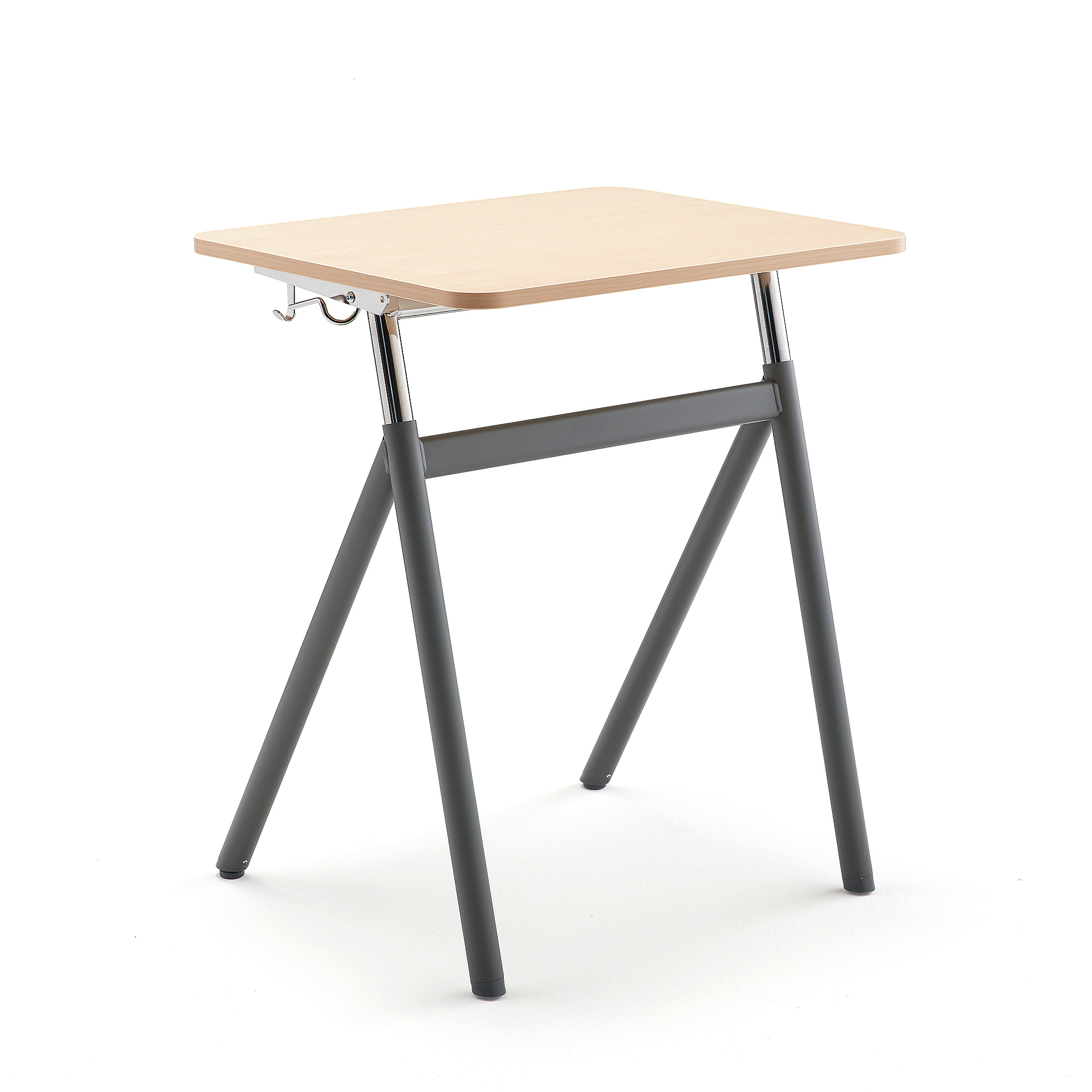 E-shop Výškovo nastaviteľný školský stôl ASCEND, laminát - breza, šedá