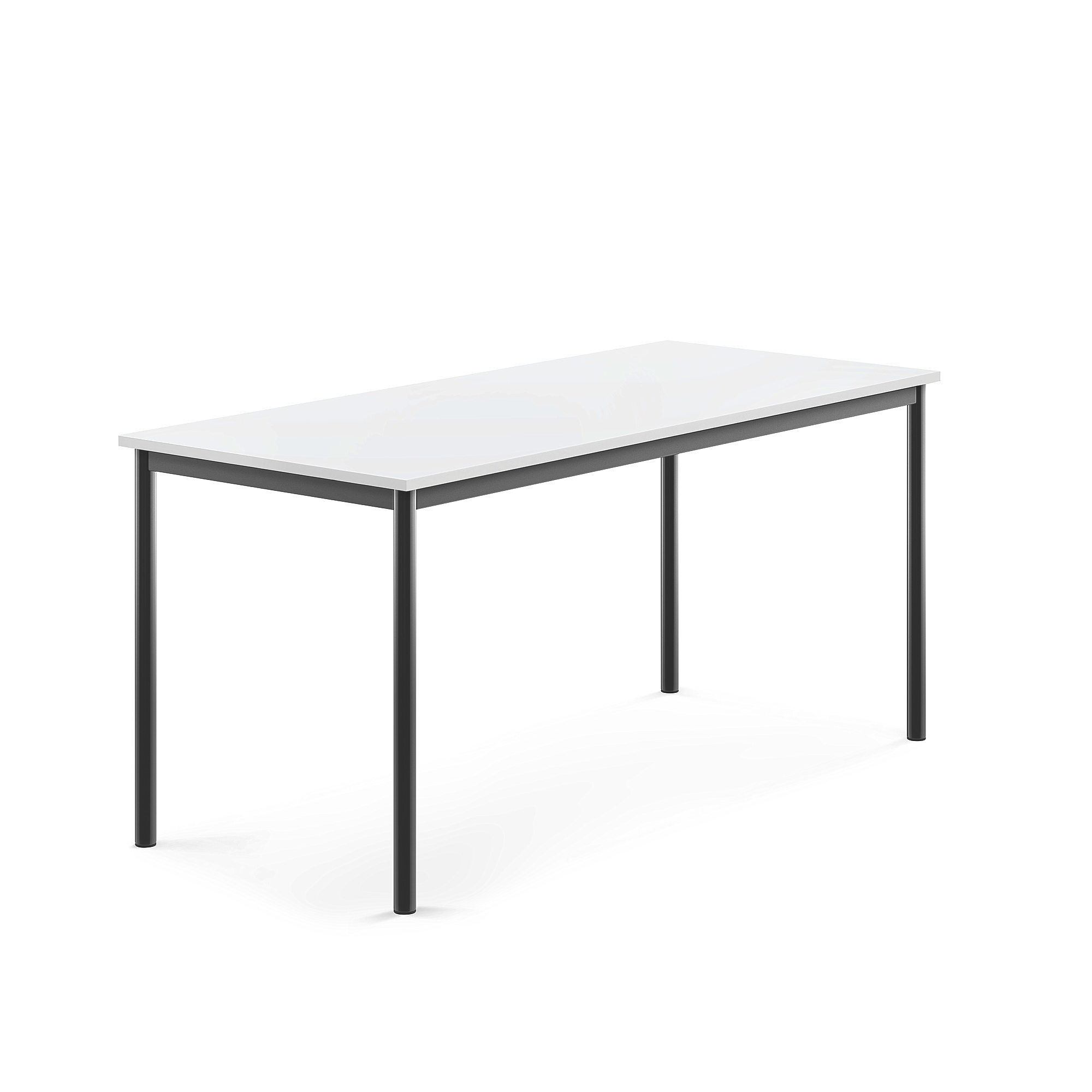 Stůl SONITUS, 1600x700x720 mm, antracitově šedé nohy, HPL deska tlumící hluk, bílá