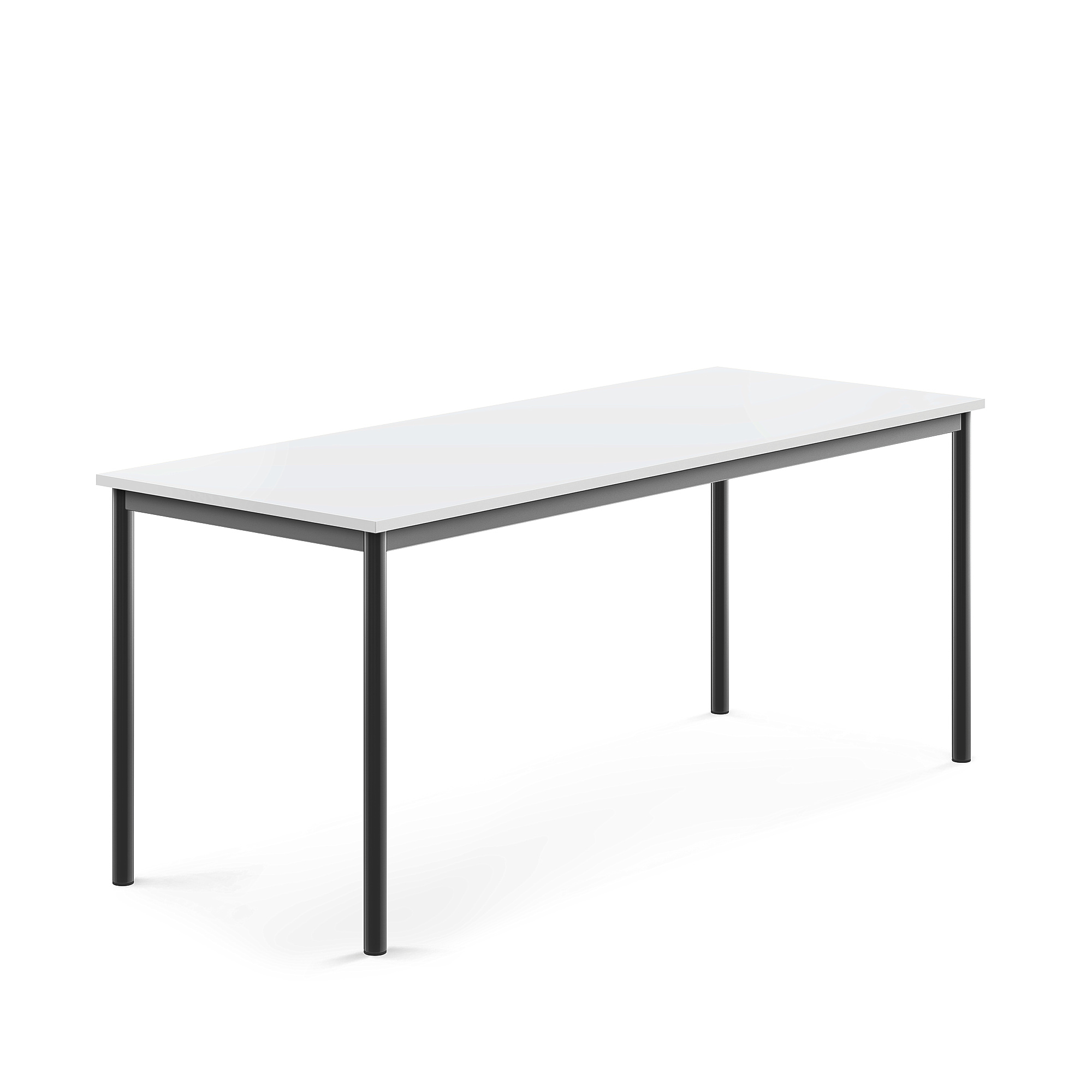 Stůl SONITUS, 1800x700x720 mm, antracitově šedé nohy, HPL deska tlumící hluk, bílá