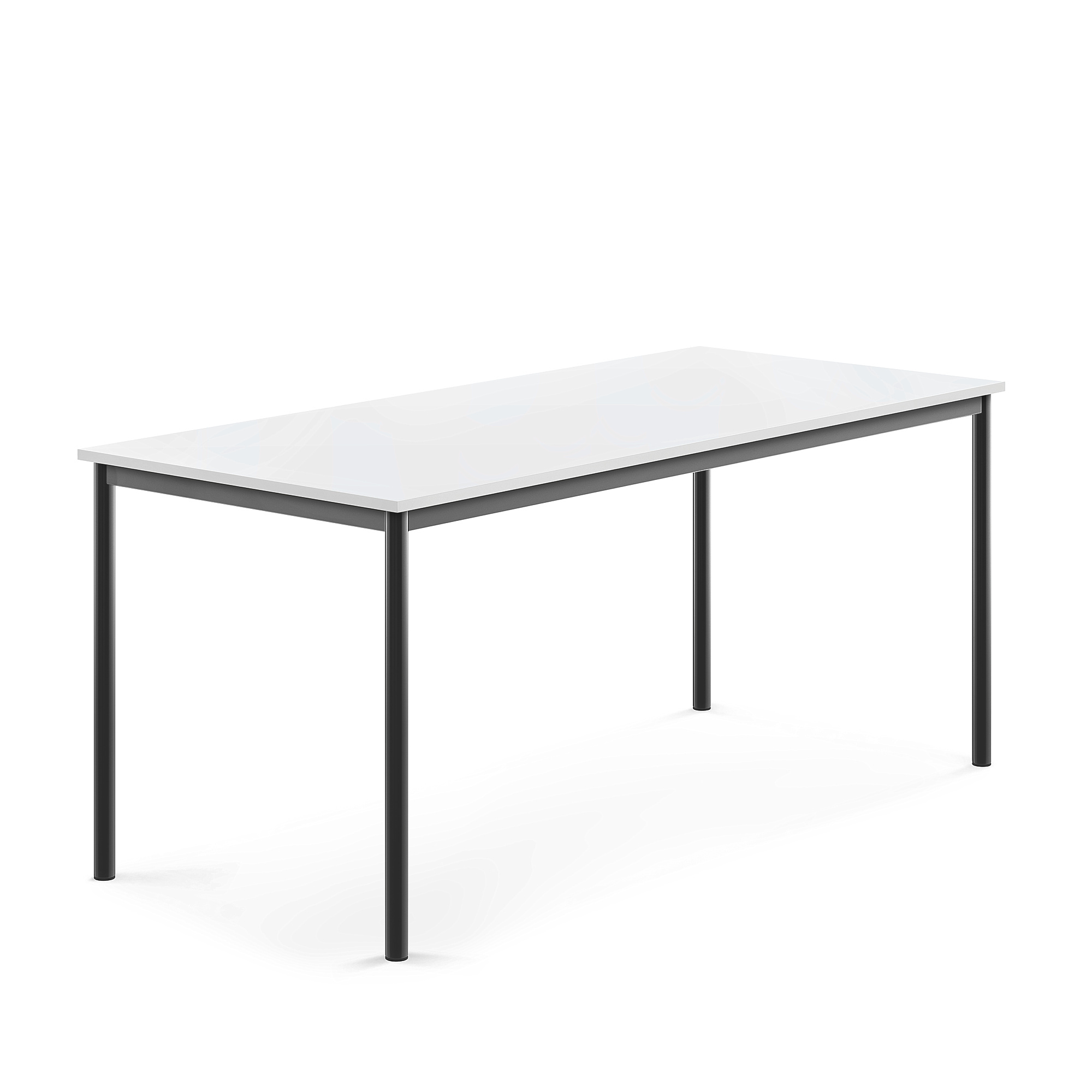 Stůl SONITUS, 1800x800x760 mm, antracitově šedé nohy, HPL deska tlumící hluk, bílá