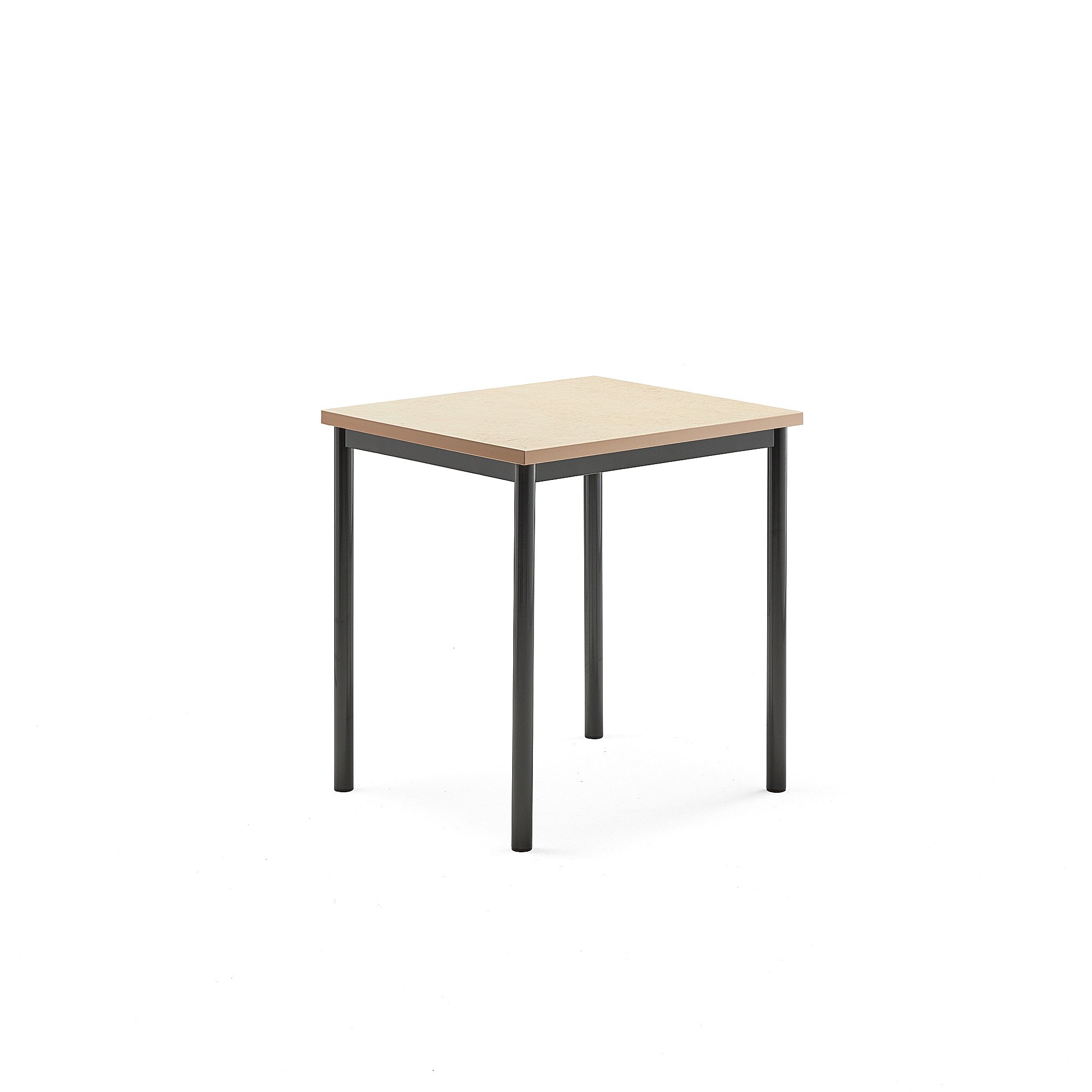 Stůl SONITUS, 700x600x720 mm, antracitově šedé nohy, deska s linoleem, béžová