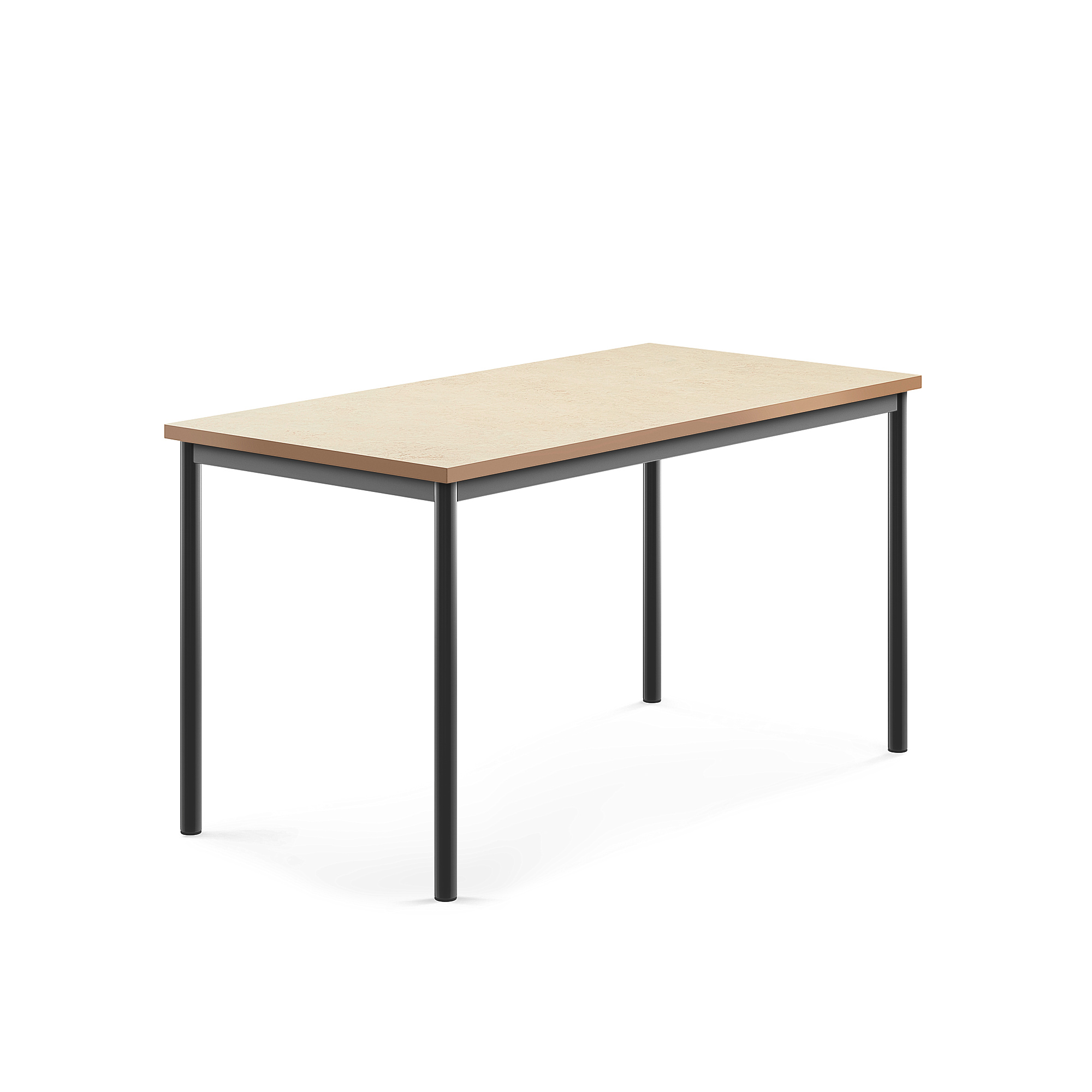Stůl SONITUS, 1400x700x720 mm, antracitově šedé nohy, deska s linoleem, béžová