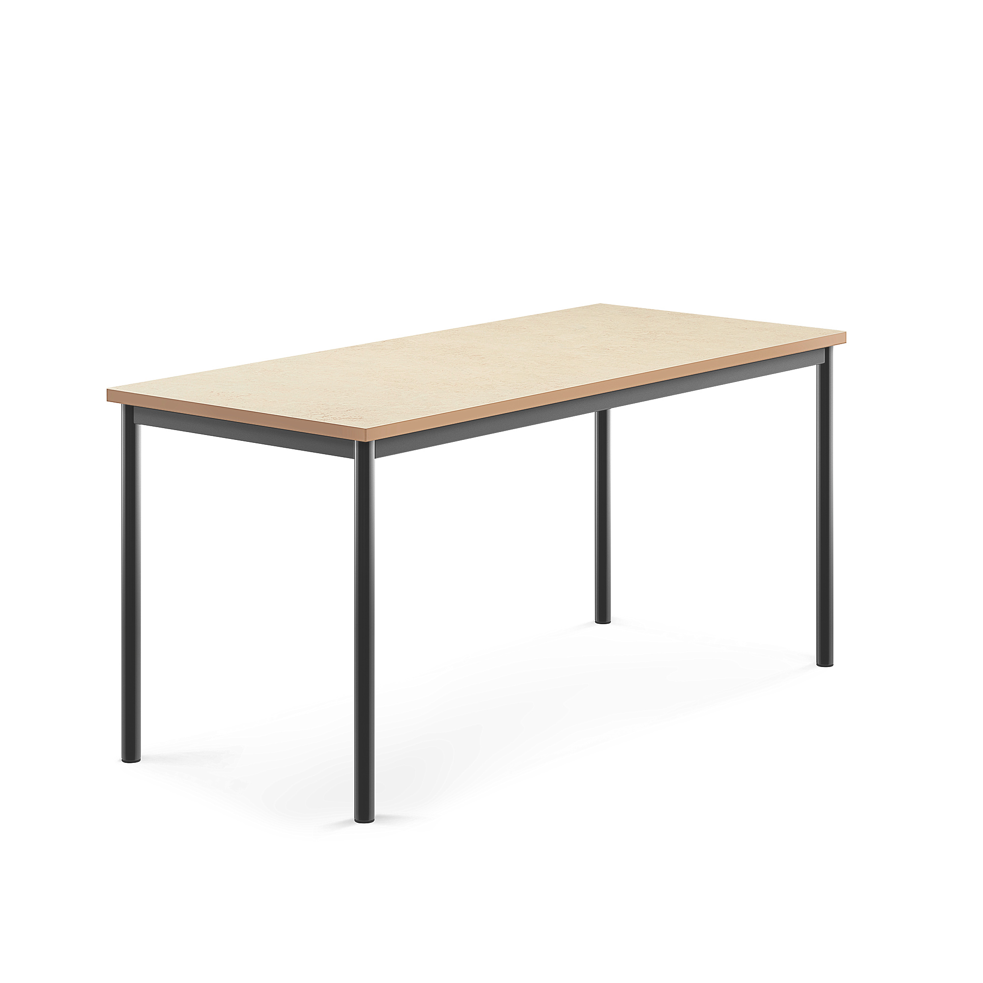 Stůl SONITUS, 1600x700x720 mm, antracitově šedé nohy, deska s linoleem, béžová