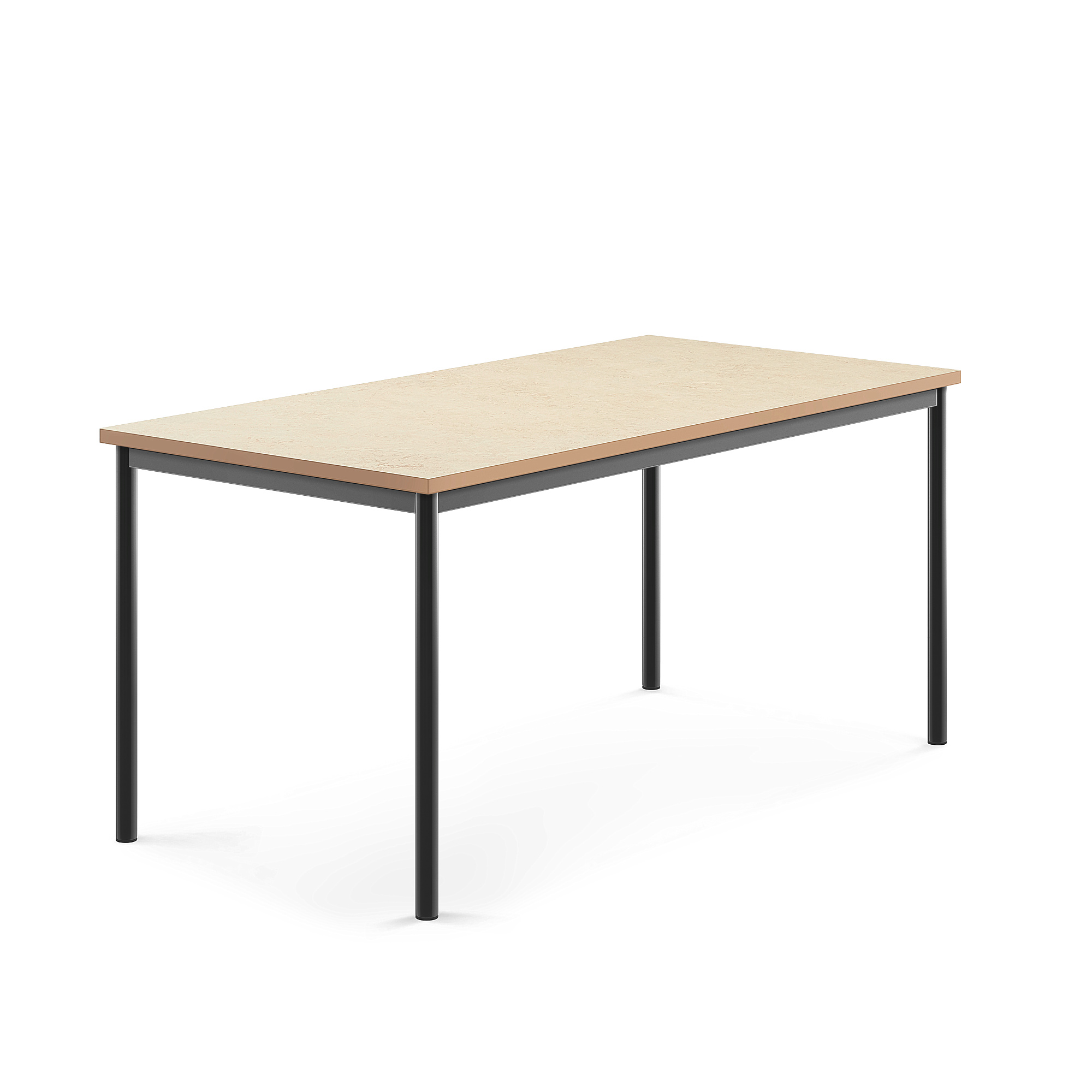 Stůl SONITUS, 1600x800x720 mm, antracitově šedé nohy, deska s linoleem, béžová