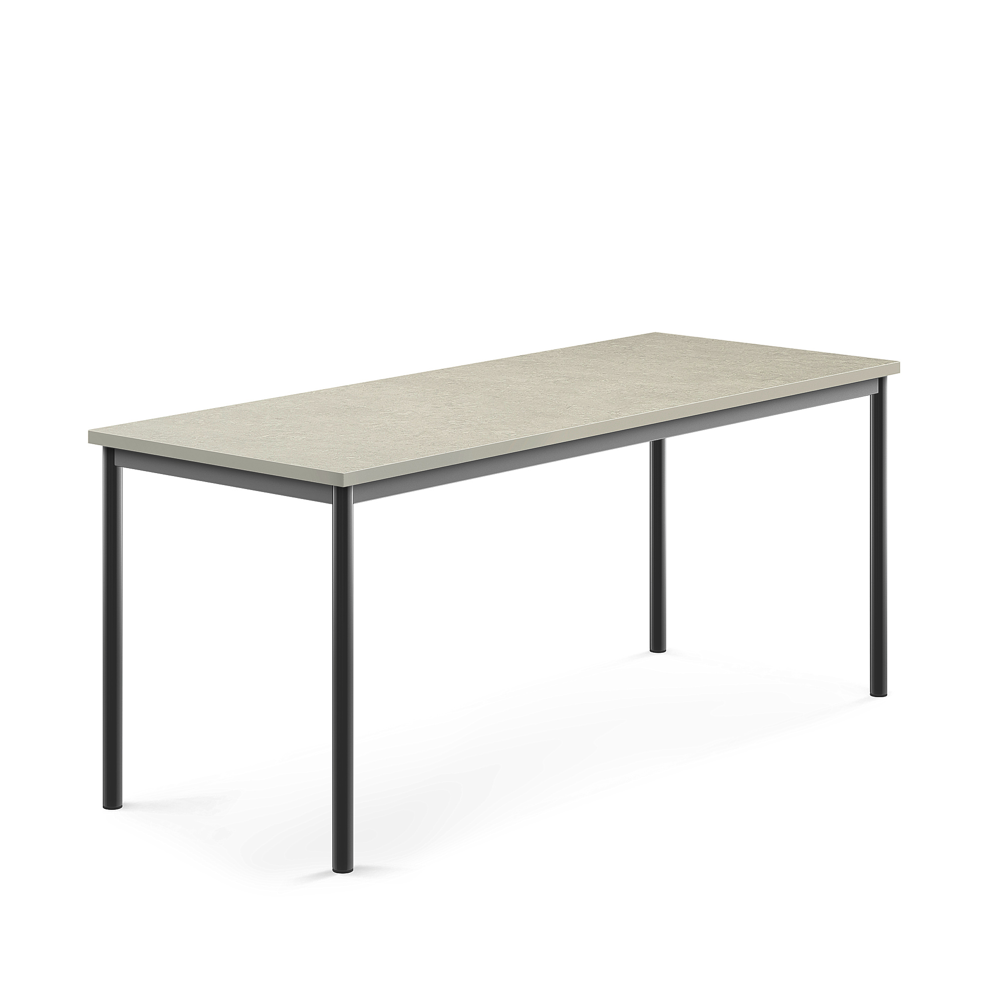 Stůl SONITUS, 1800x700x720 mm, antracitově šedé nohy, deska s linoleem, šedá