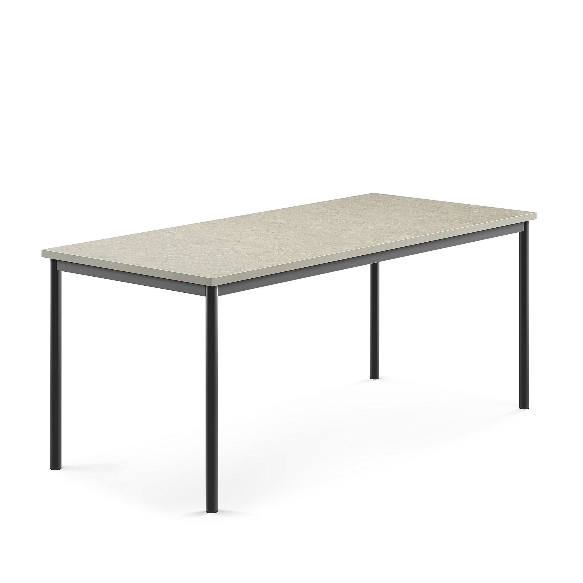 Stůl SONITUS, 1800x800x720 mm, antracitově šedé nohy, deska s linoleem, šedá