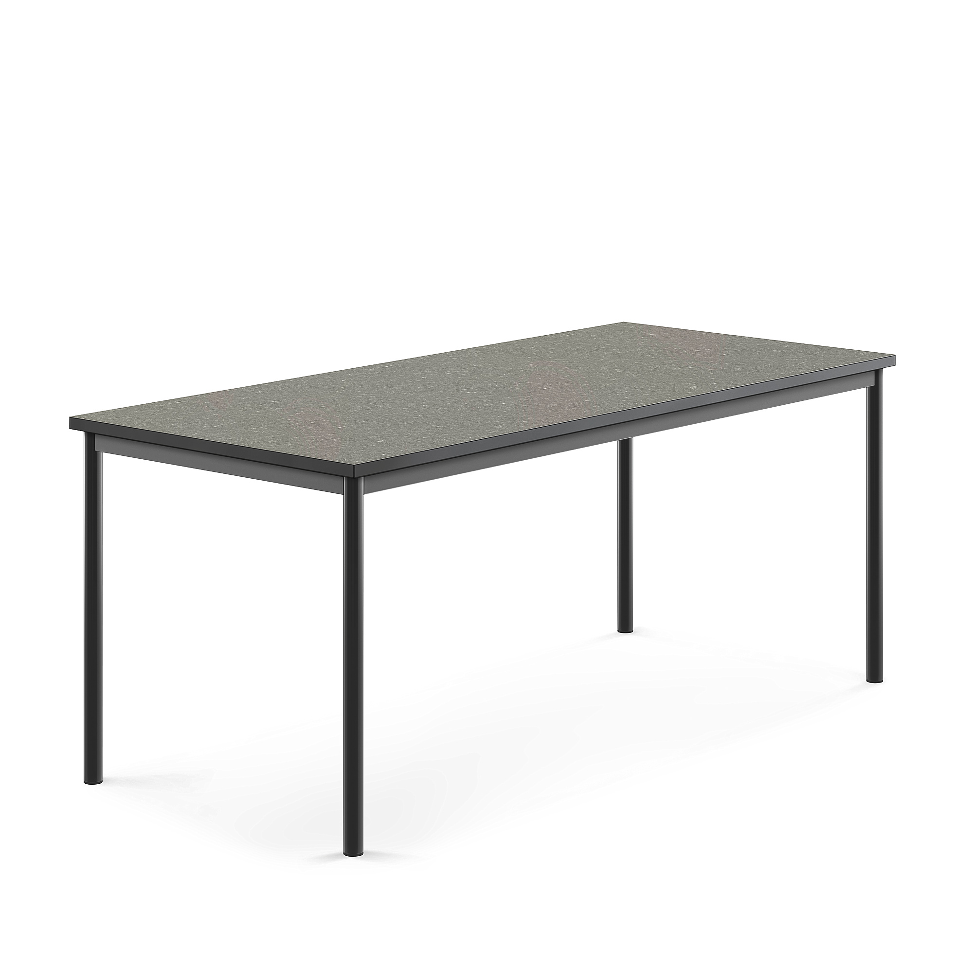 Stůl SONITUS, 1800x800x720 mm, antracitově šedé nohy, deska s linoleem, tmavě šedá