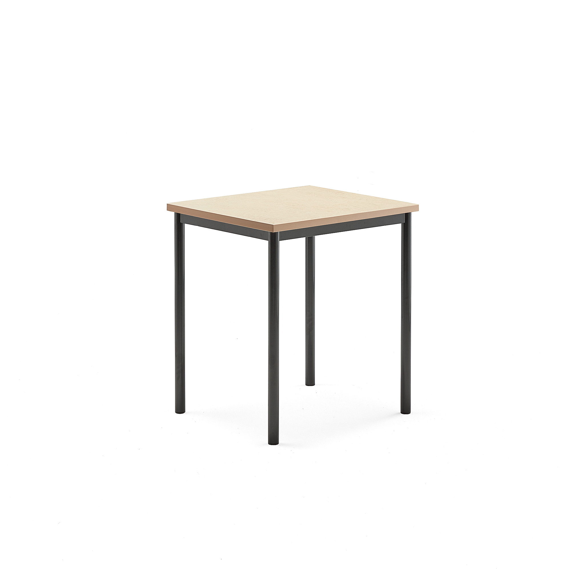 Stůl SONITUS, 700x600x760 mm, antracitově šedé nohy, deska s linoleem, béžová