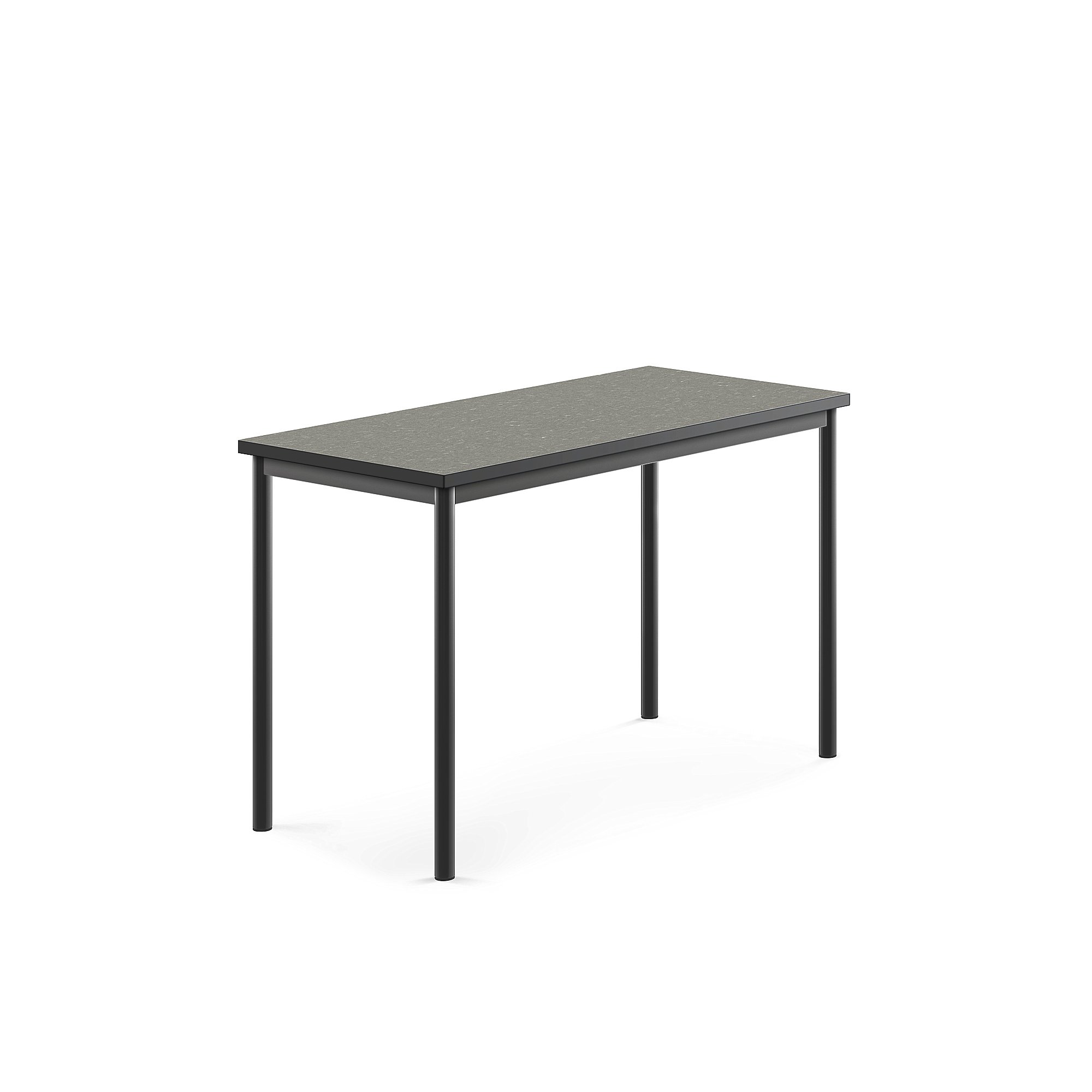 Stůl SONITUS, 1200x600x760 mm, antracitově šedé nohy, deska s linoleem, tmavě šedá