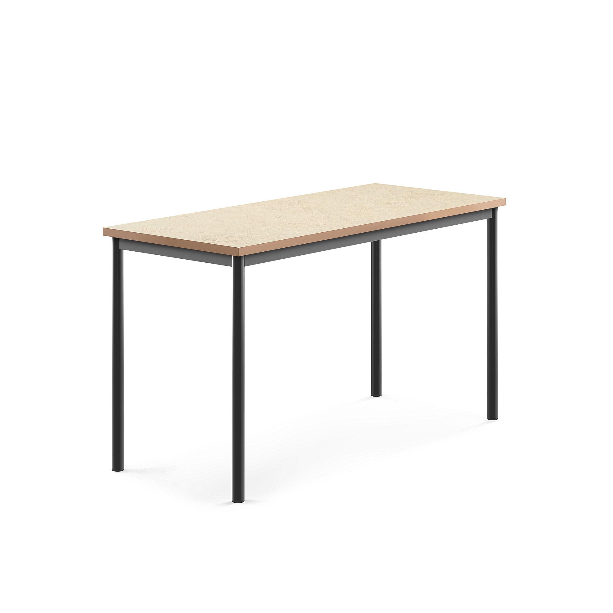 Stůl SONITUS, 1400x600x760 mm, antracitově šedé nohy, deska s linoleem, béžová