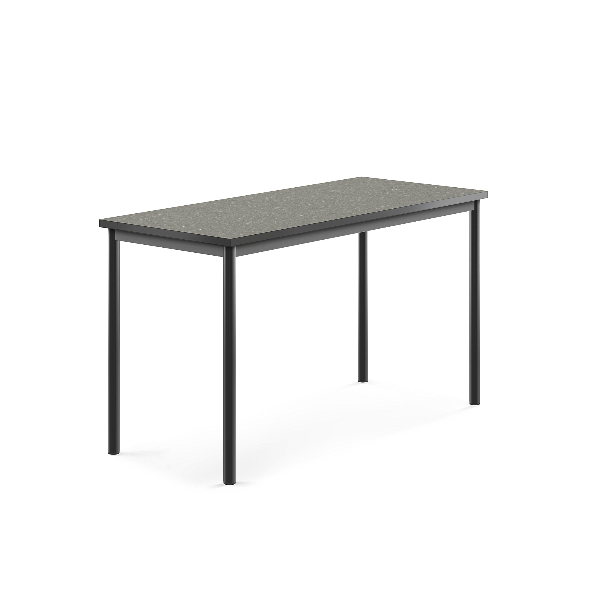 Stůl SONITUS, 1400x600x760 mm, antracitově šedé nohy, deska s linoleem, tmavě šedá