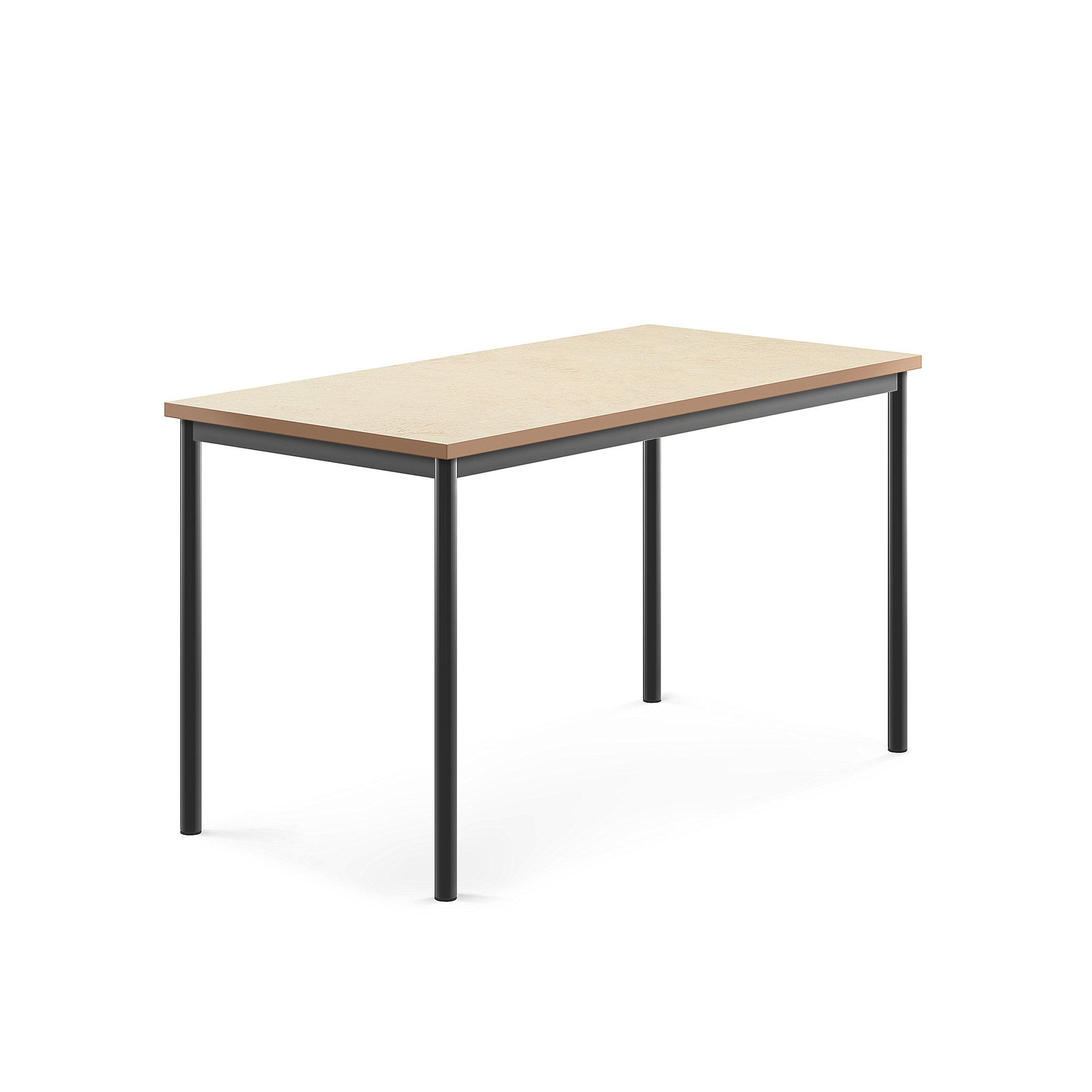 Stůl SONITUS, 1400x700x760 mm, antracitově šedé nohy, deska s linoleem, béžová