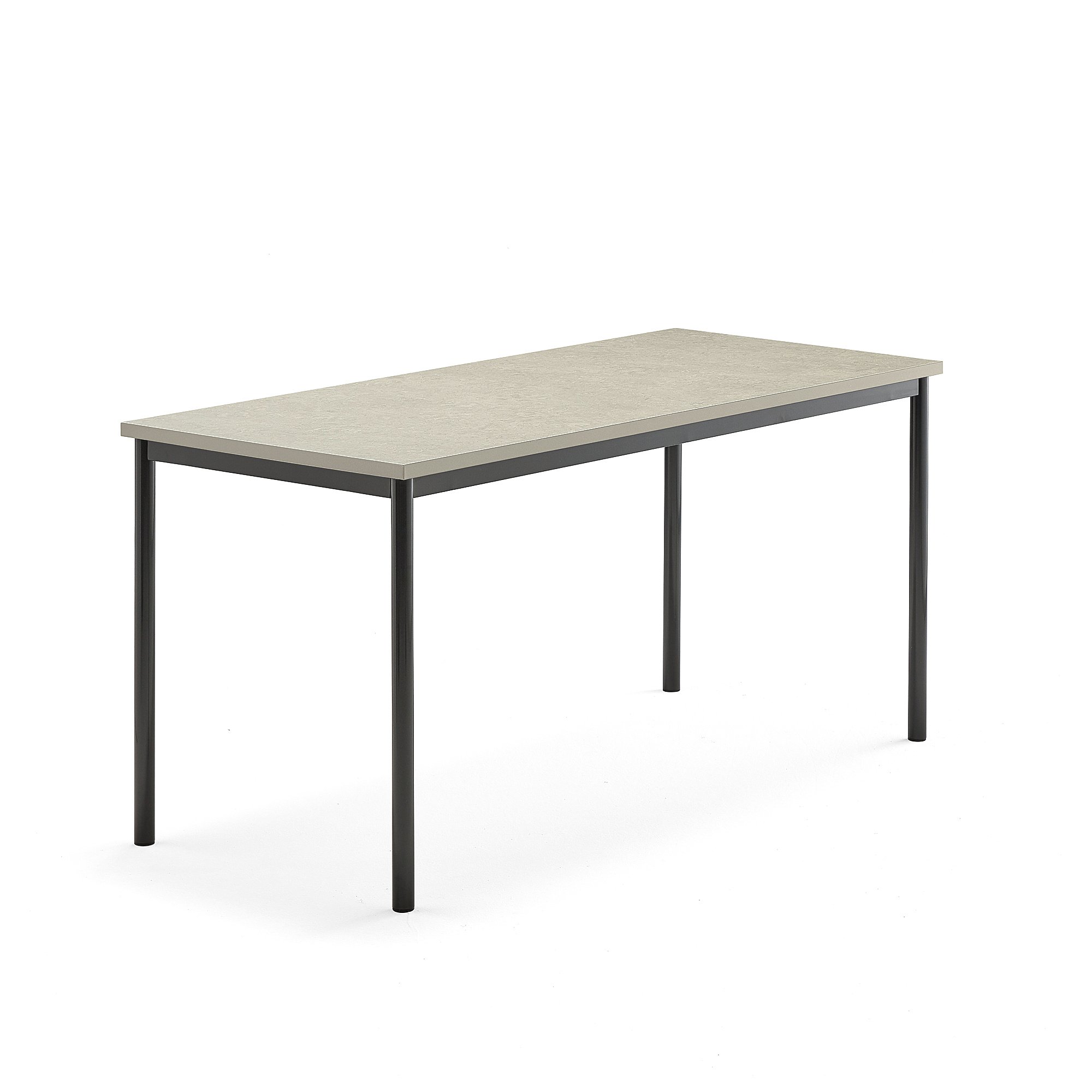 Stůl SONITUS, 1600x700x760 mm, antracitově šedé nohy, deska s linoleem, šedá
