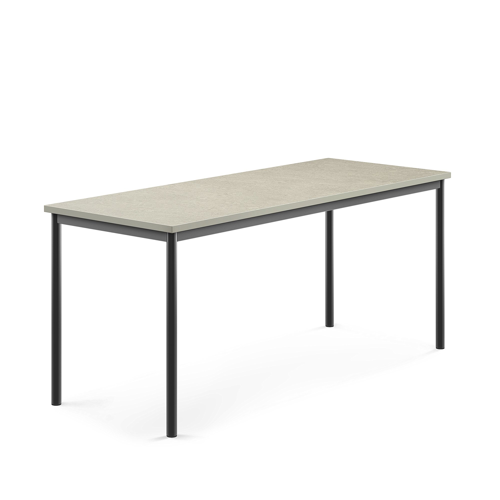 Stůl SONITUS, 1800x700x760 mm, antracitově šedé nohy, deska s linoleem, šedá