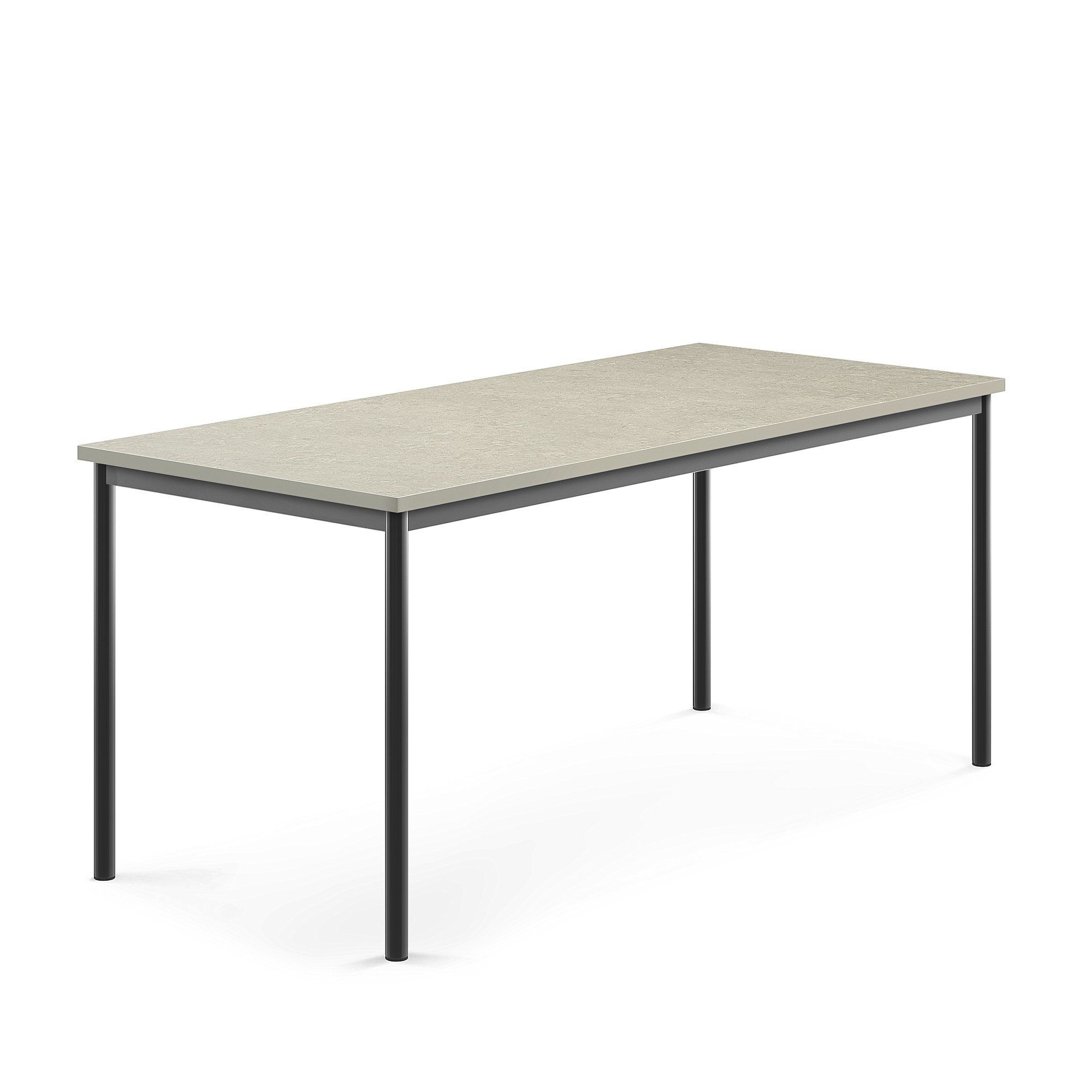 Stůl SONITUS, 1800x800x760 mm, antracitově šedé nohy, deska s linoleem, šedá