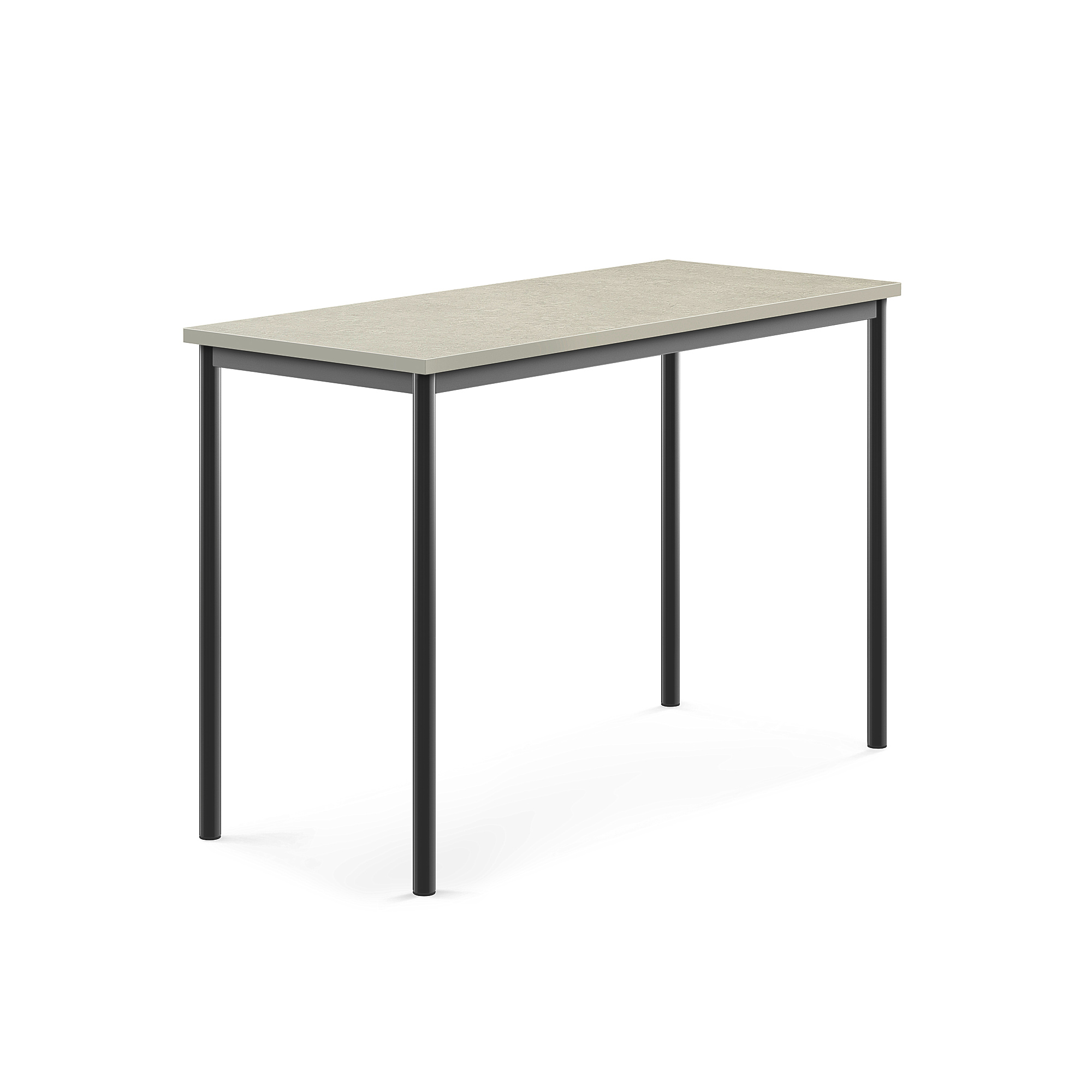 Stůl SONITUS, 1400x600x900 mm, antracitově šedé nohy, deska s linoleem, šedá