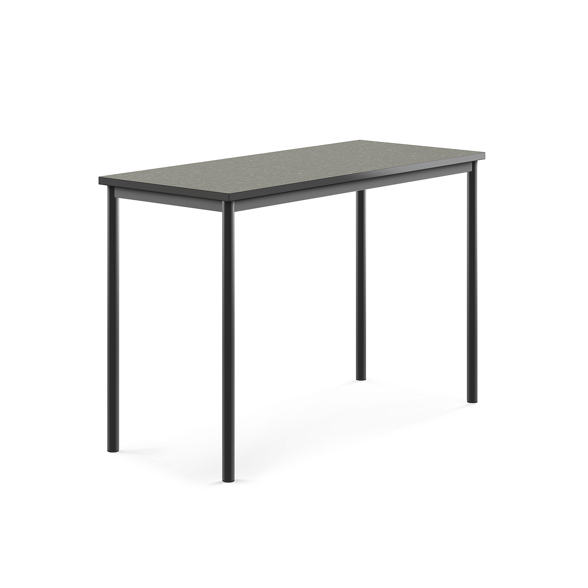 Stůl SONITUS, 1400x600x900 mm, antracitově šedé nohy, deska s linoleem, tmavě šedá