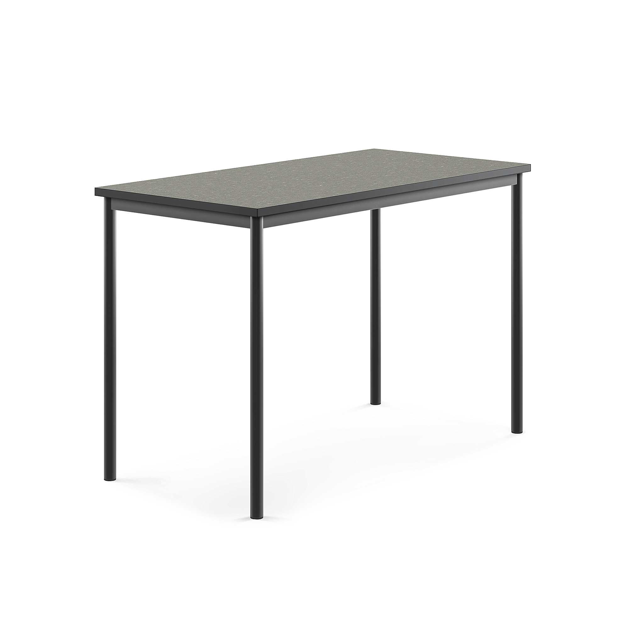 Levně Stůl SONITUS, 1400x700x900 mm, antracitově šedé nohy, deska s linoleem, tmavě šedá