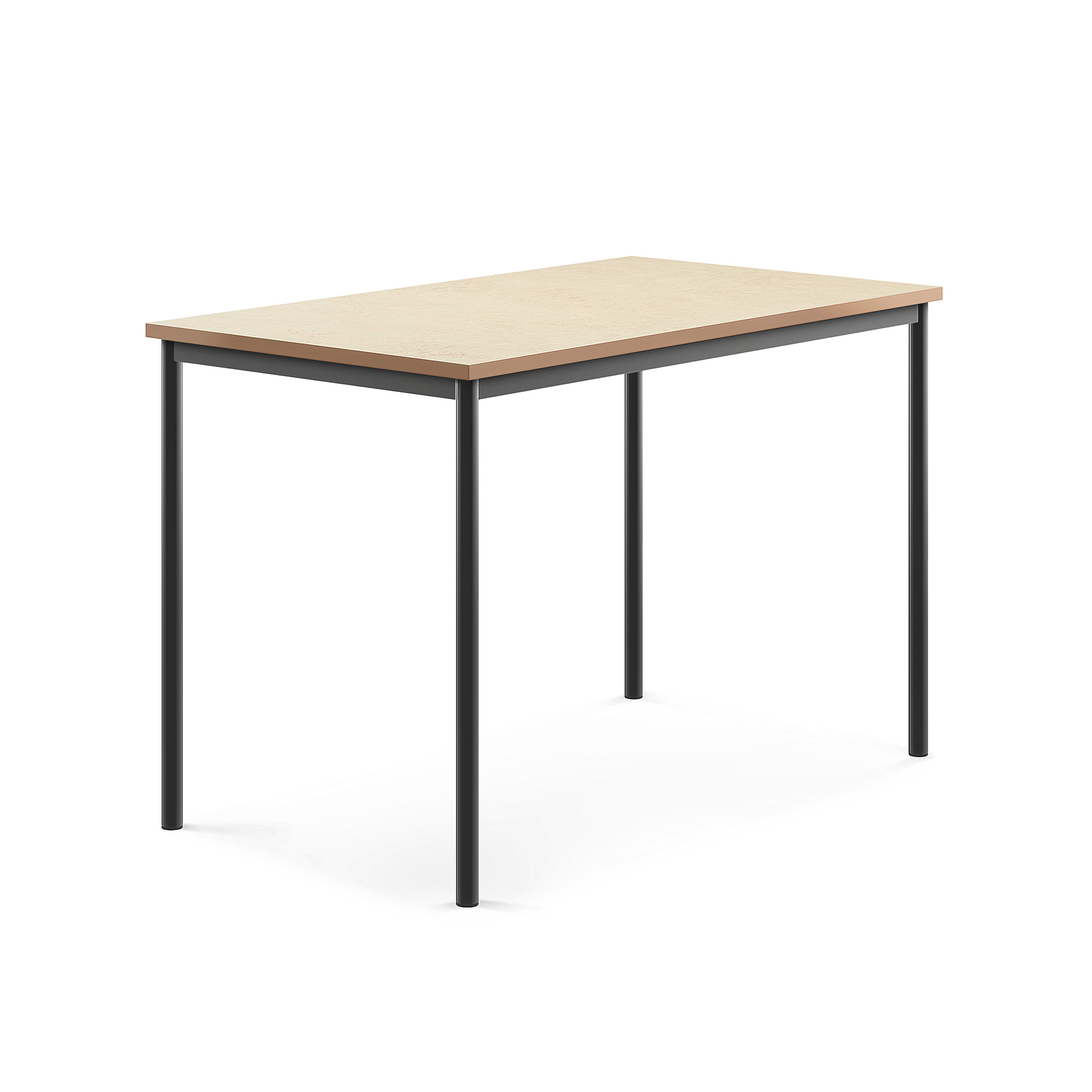 Stůl SONITUS, 1400x800x900 mm, antracitově šedé nohy, deska s linoleem, béžová