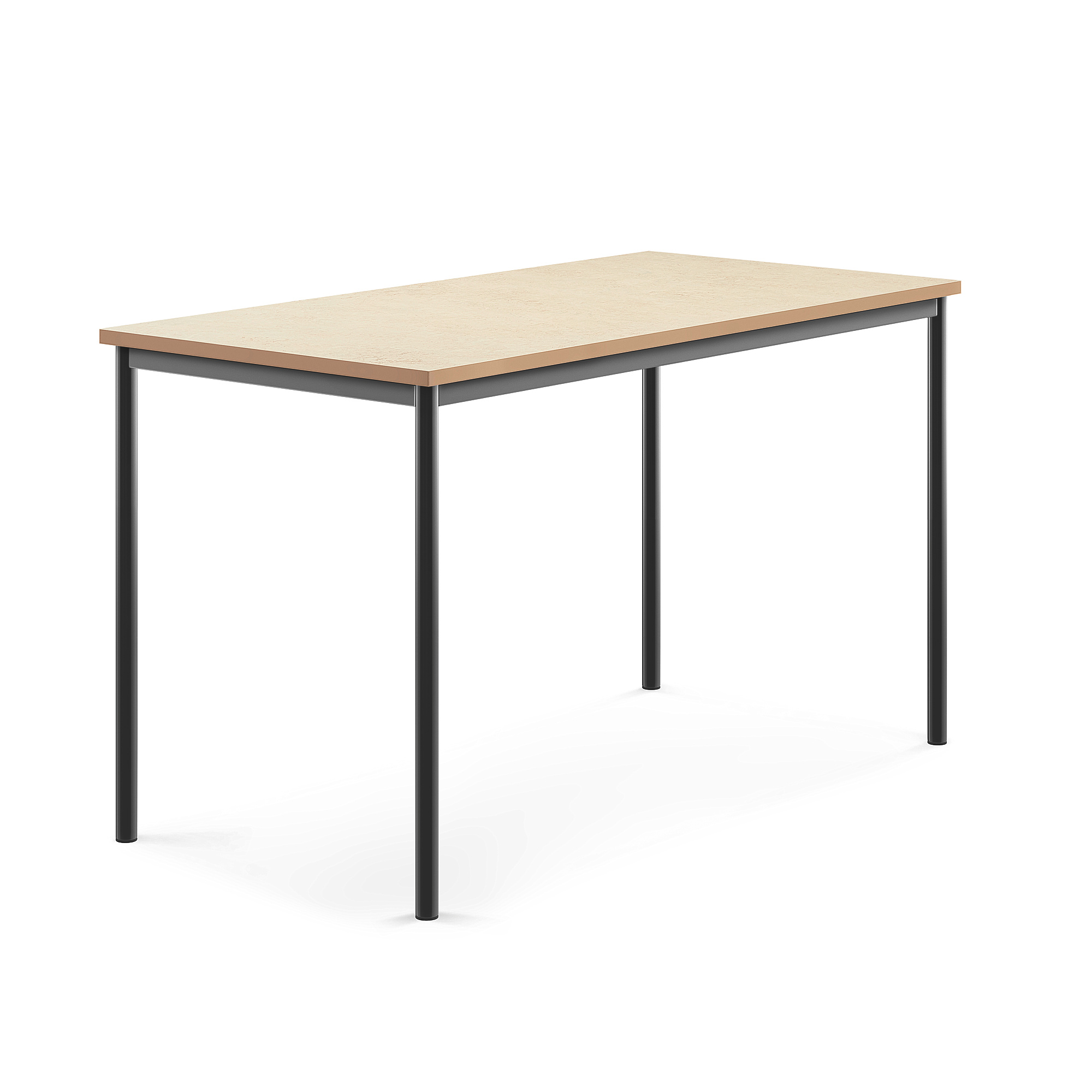 Stůl SONITUS, 1600x800x900 mm, antracitově šedé nohy, deska s linoleem, béžová