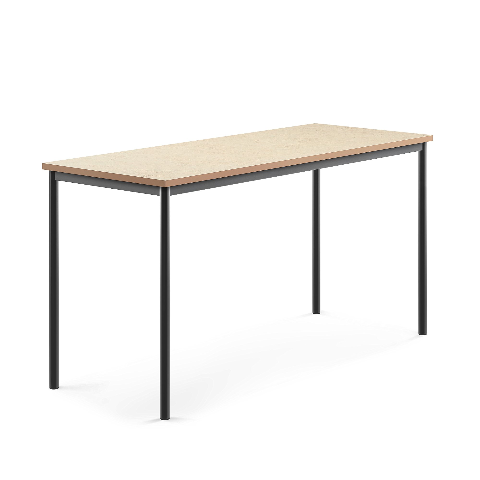 Stůl SONITUS, 1800x700x900 mm, antracitově šedé nohy, deska s linoleem, béžová