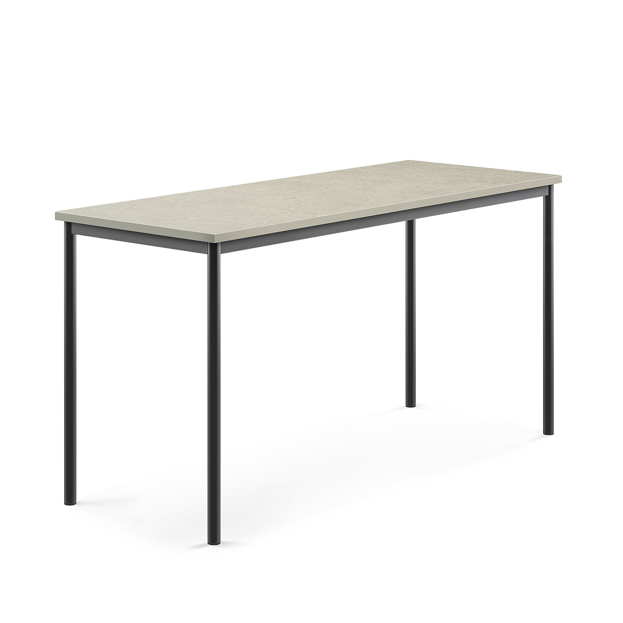Stůl SONITUS, 1800x700x900 mm, antracitově šedé nohy, deska s linoleem, šedá