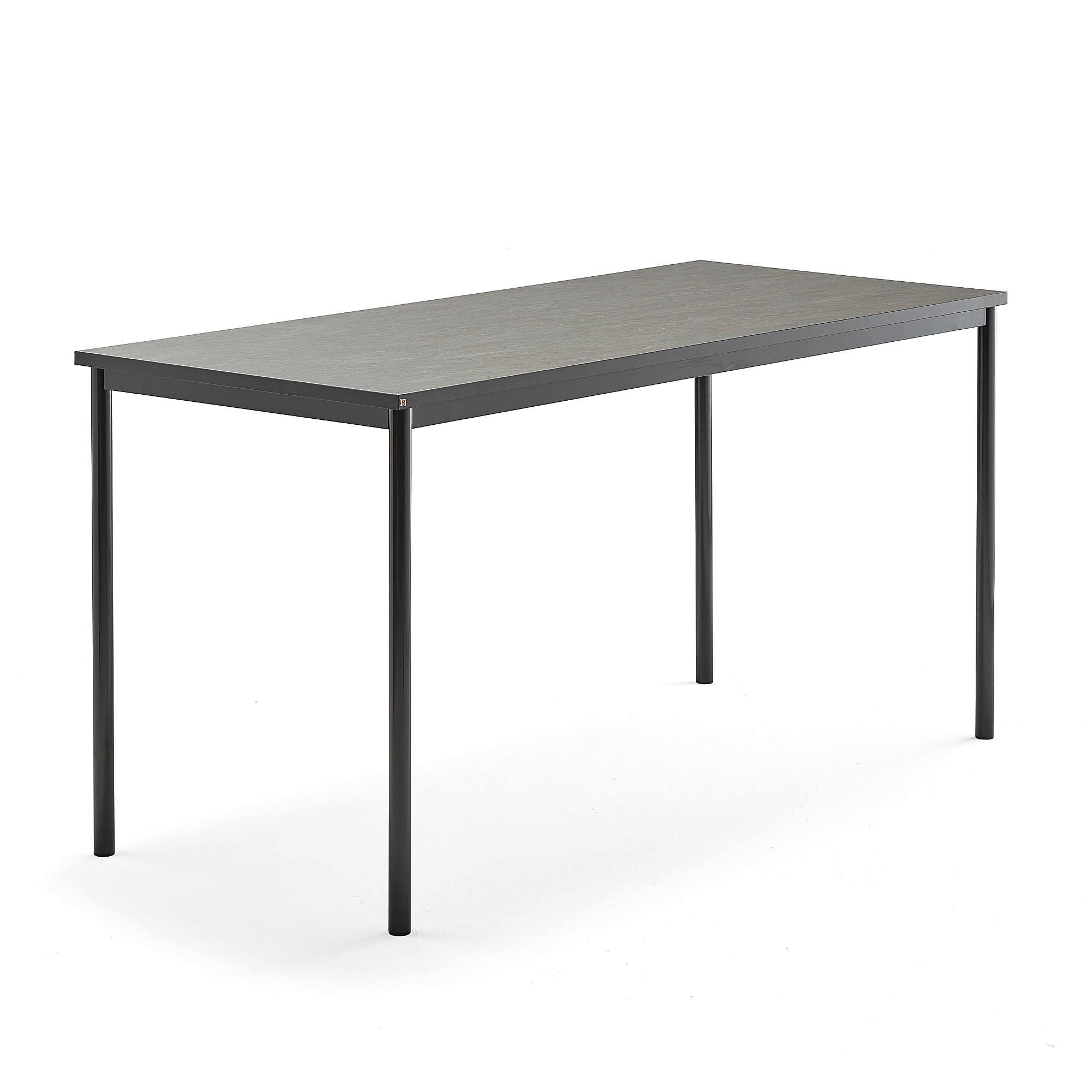 Stůl SONITUS, 1800x800x900 mm, antracitově šedé nohy, deska s linoleem, tmavě šedá