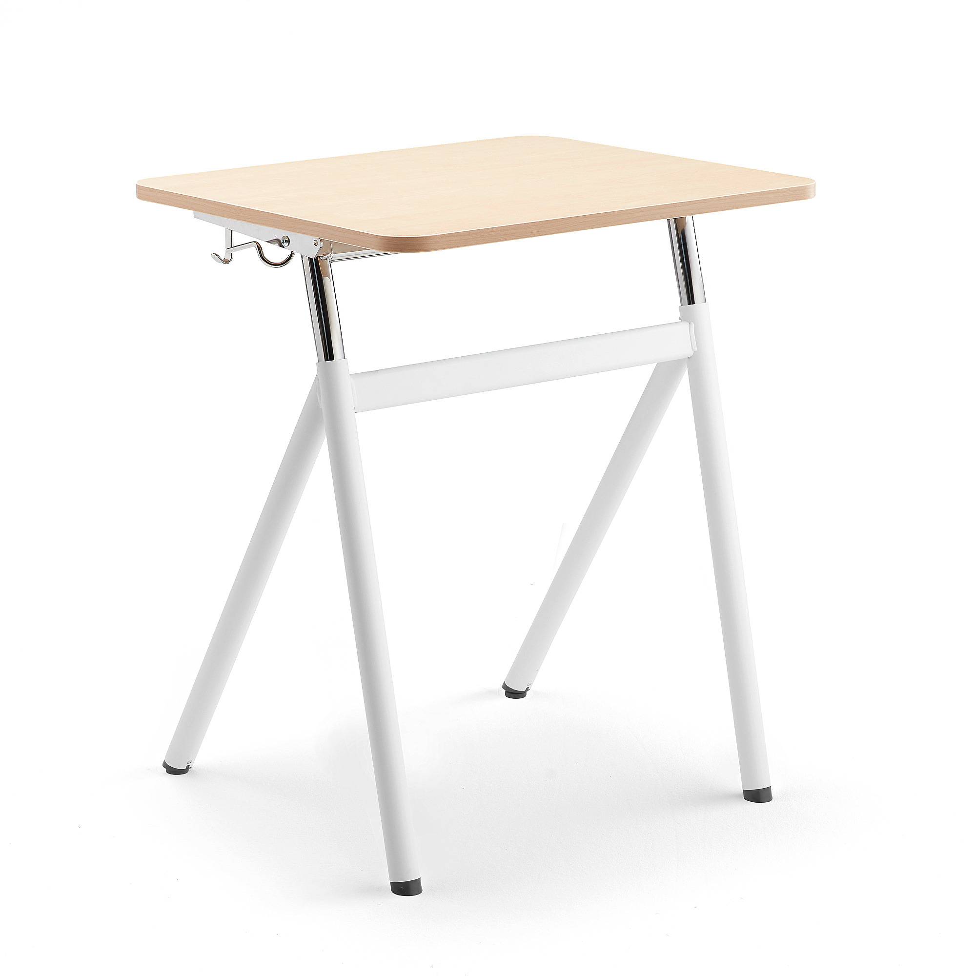 E-shop Výškovo nastaviteľný školský stôl ASCEND, laminát - breza, biela
