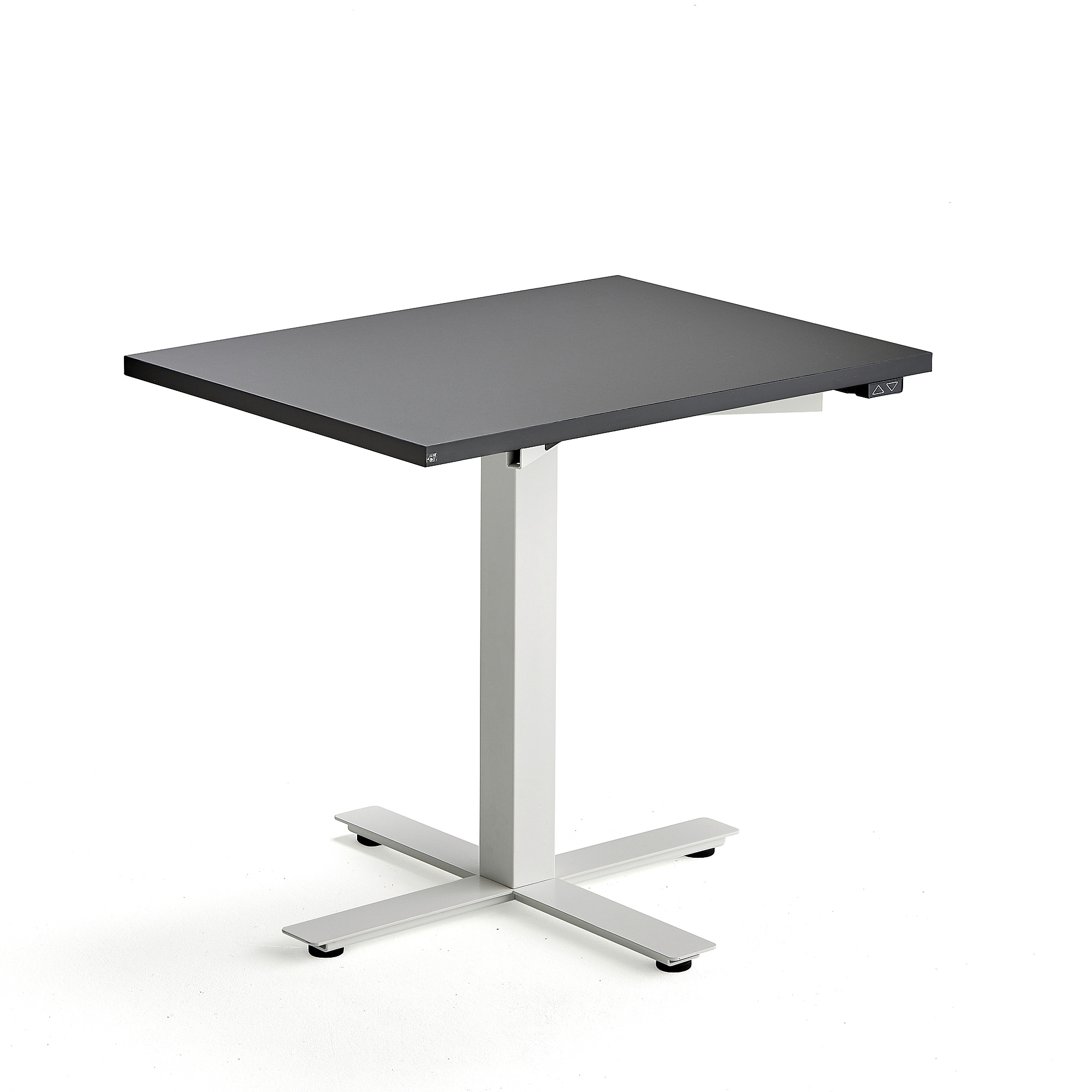 E-shop Stôl MODULUS, centrálny podstavec, 800x600 mm, biely rám, čierna