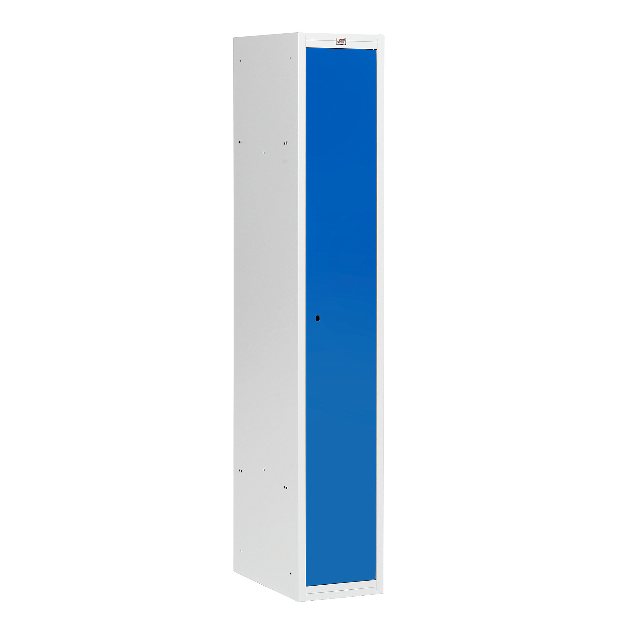 Šatní skříňka COACH, nesmontovaná, 1 sekce, 1 dveře, šedá, modré dveře