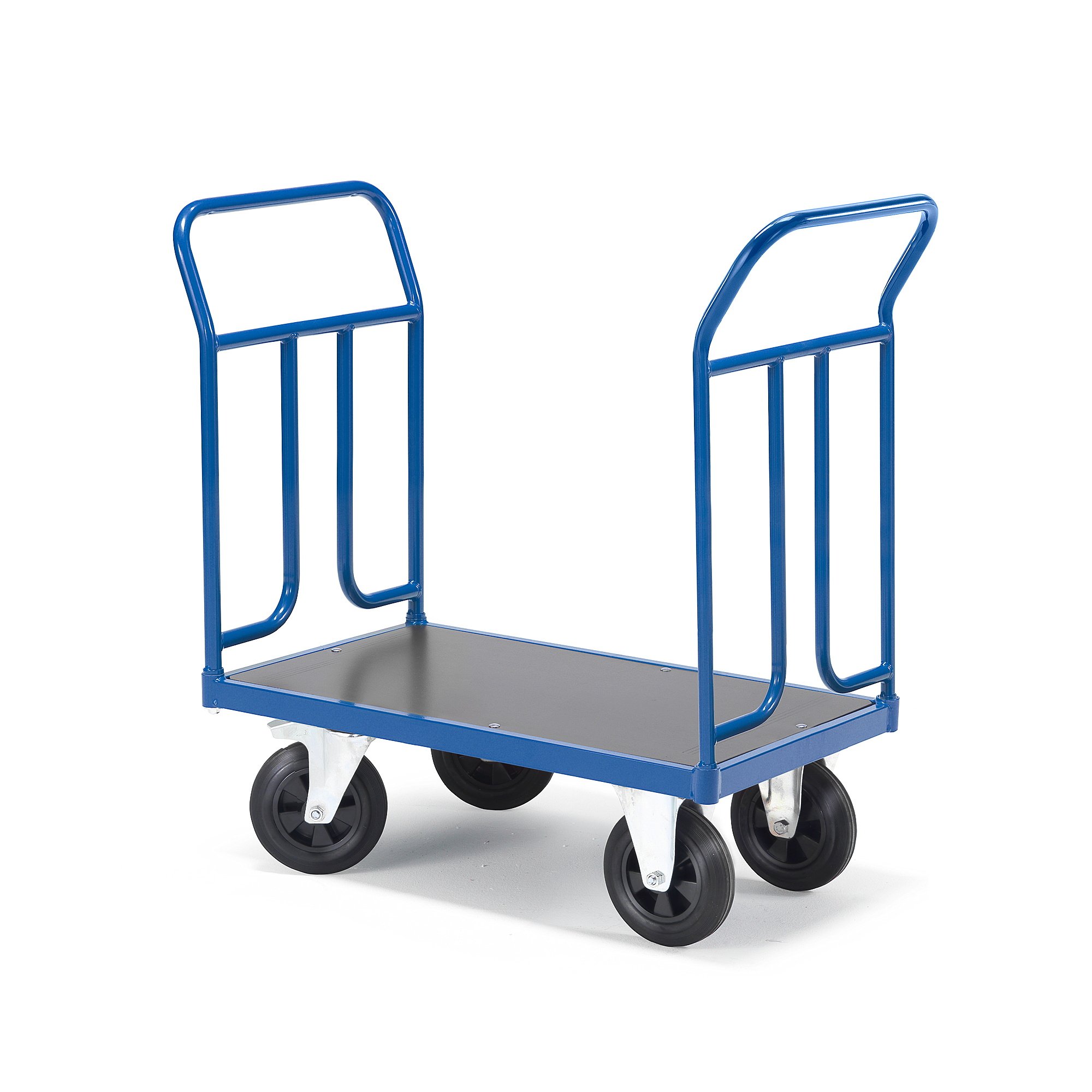 E-shop Plošinový vozík TRANSFER, 2 oceľové koncové rámy, 900x500 mm, s brzdami