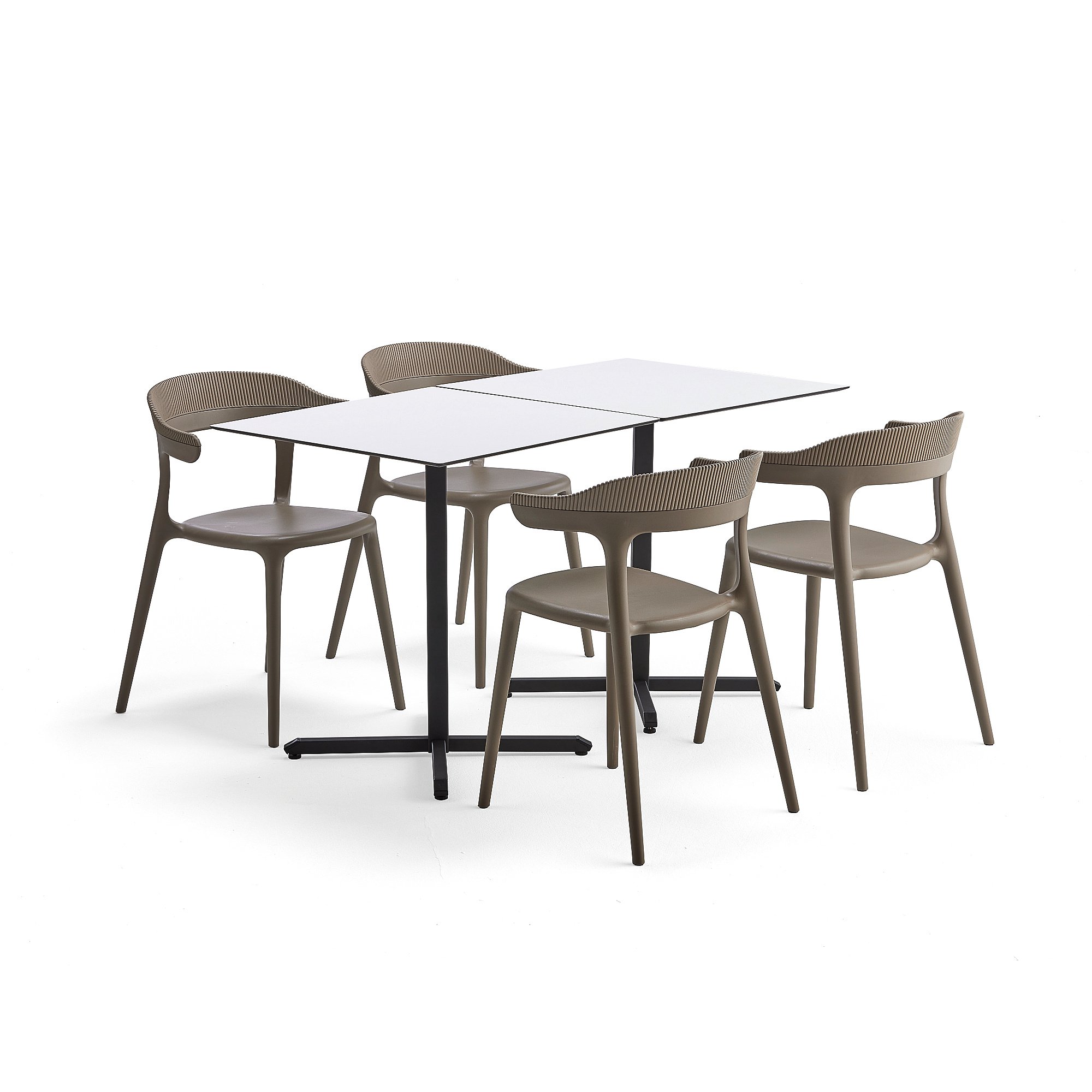 E-shop Jedálenská zostava: Stôl Becky + 4 šedohnedé stoličky Creek