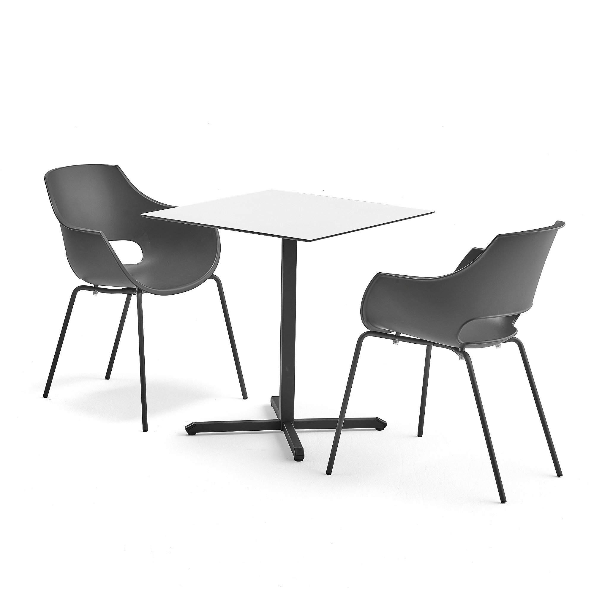 Jídelní set BECKY + RIVER, 1 stůl a 2 antracitově šedé židle