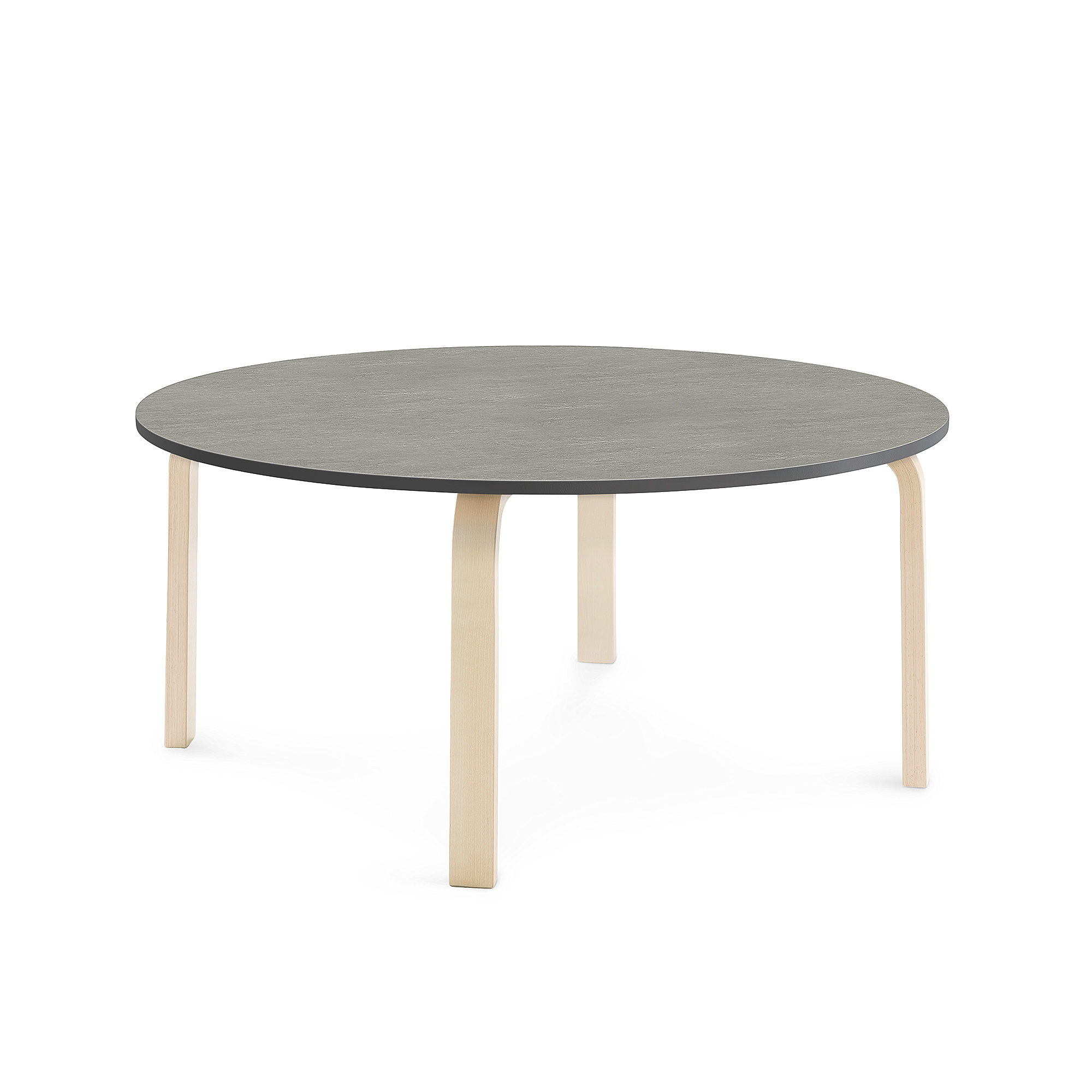Levně Stůl ELTON, Ø 1200x530 mm, bříza, akustické linoleum, tmavě šedá
