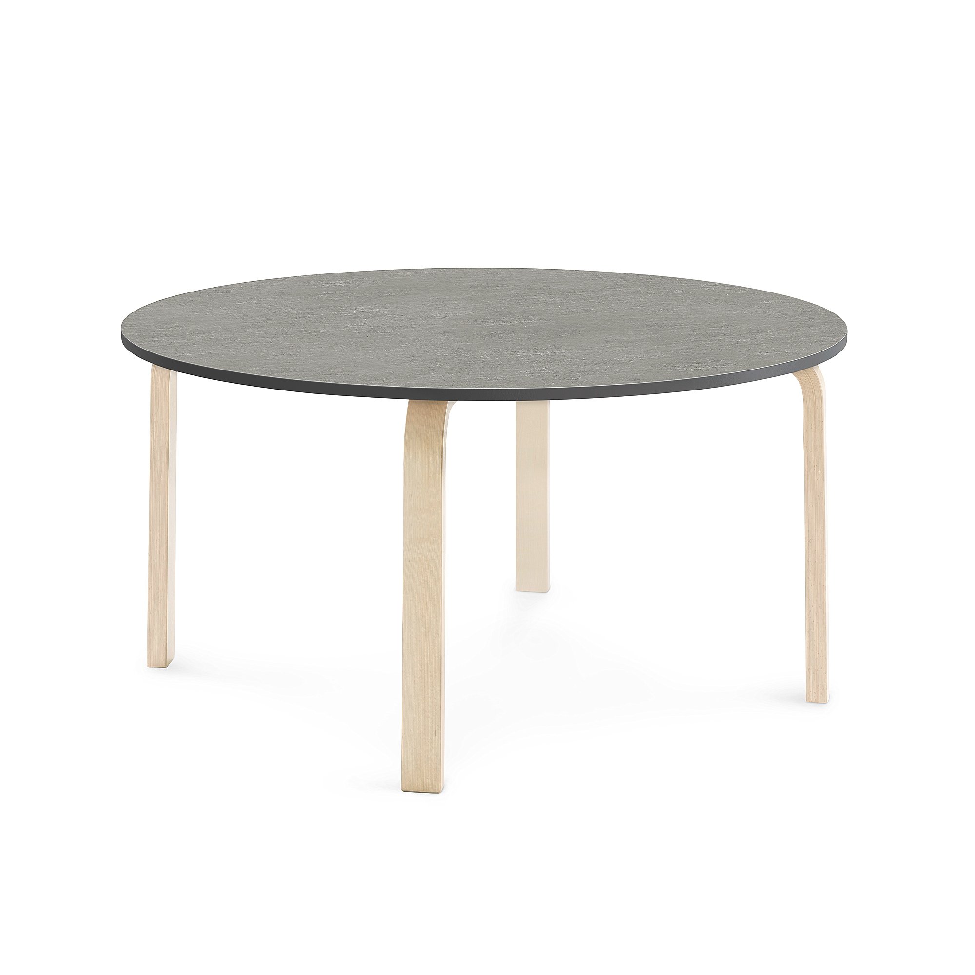 Stůl ELTON, Ø 1200x590 mm, bříza, akustické linoleum, tmavě šedá